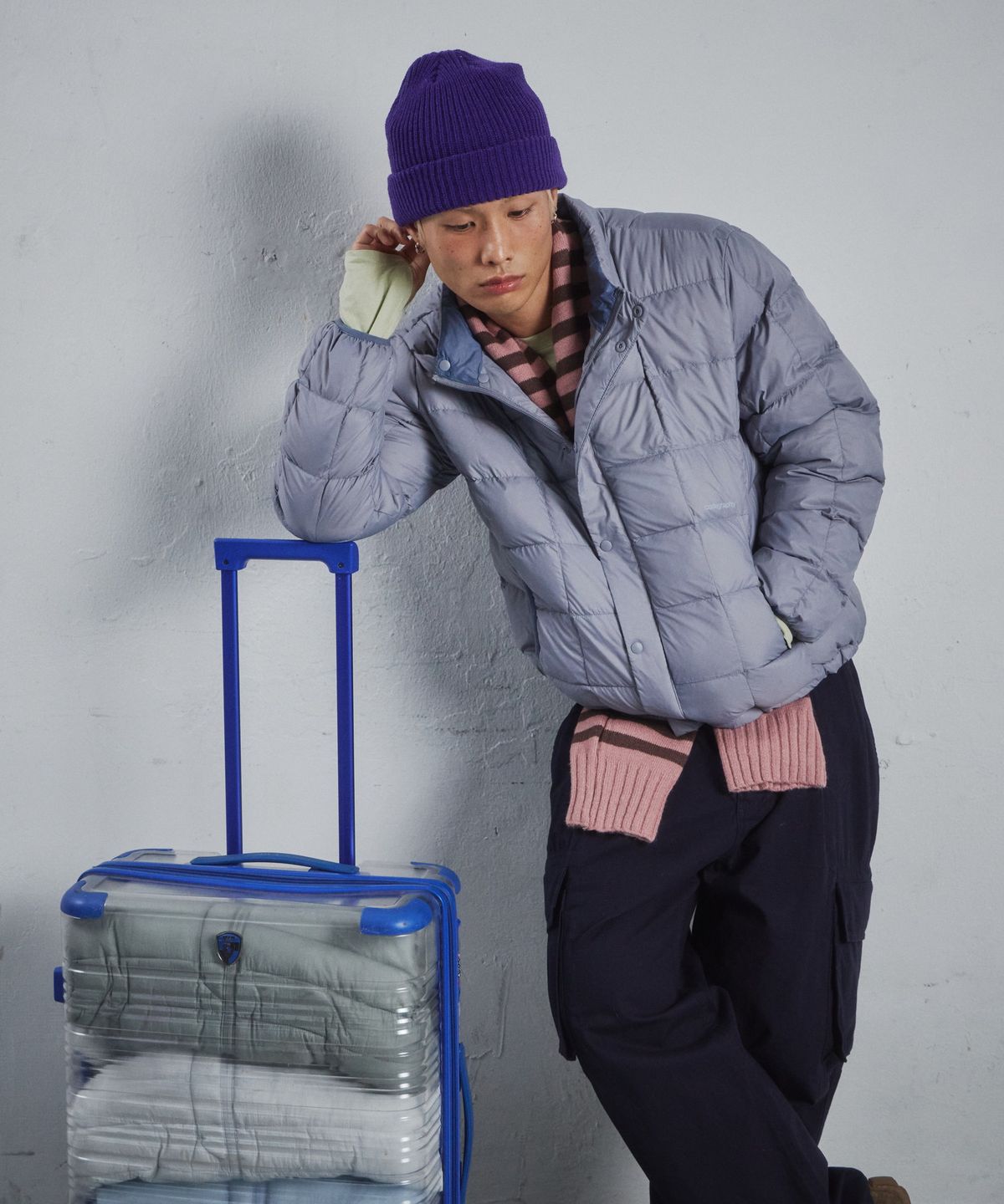 코드그라피(CGP) 스퀘어 퀼팅 경량 패딩-그레이시 블루