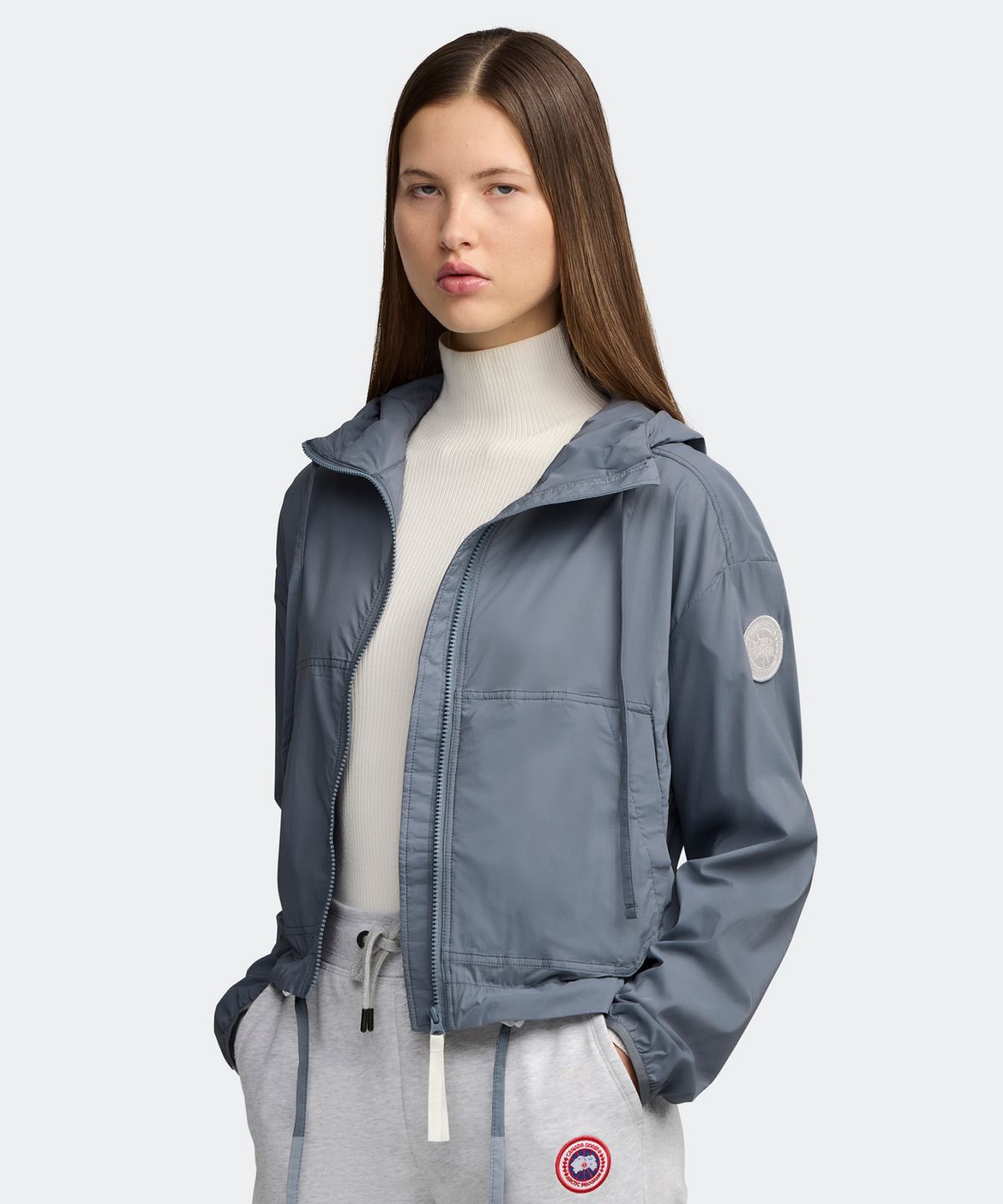 캐나다구스(CANADAGOOSE) 여성 카슬로 크롭 윈드 재킷 화이트 디스크(Light Blue)_Q255AWJW04LBB