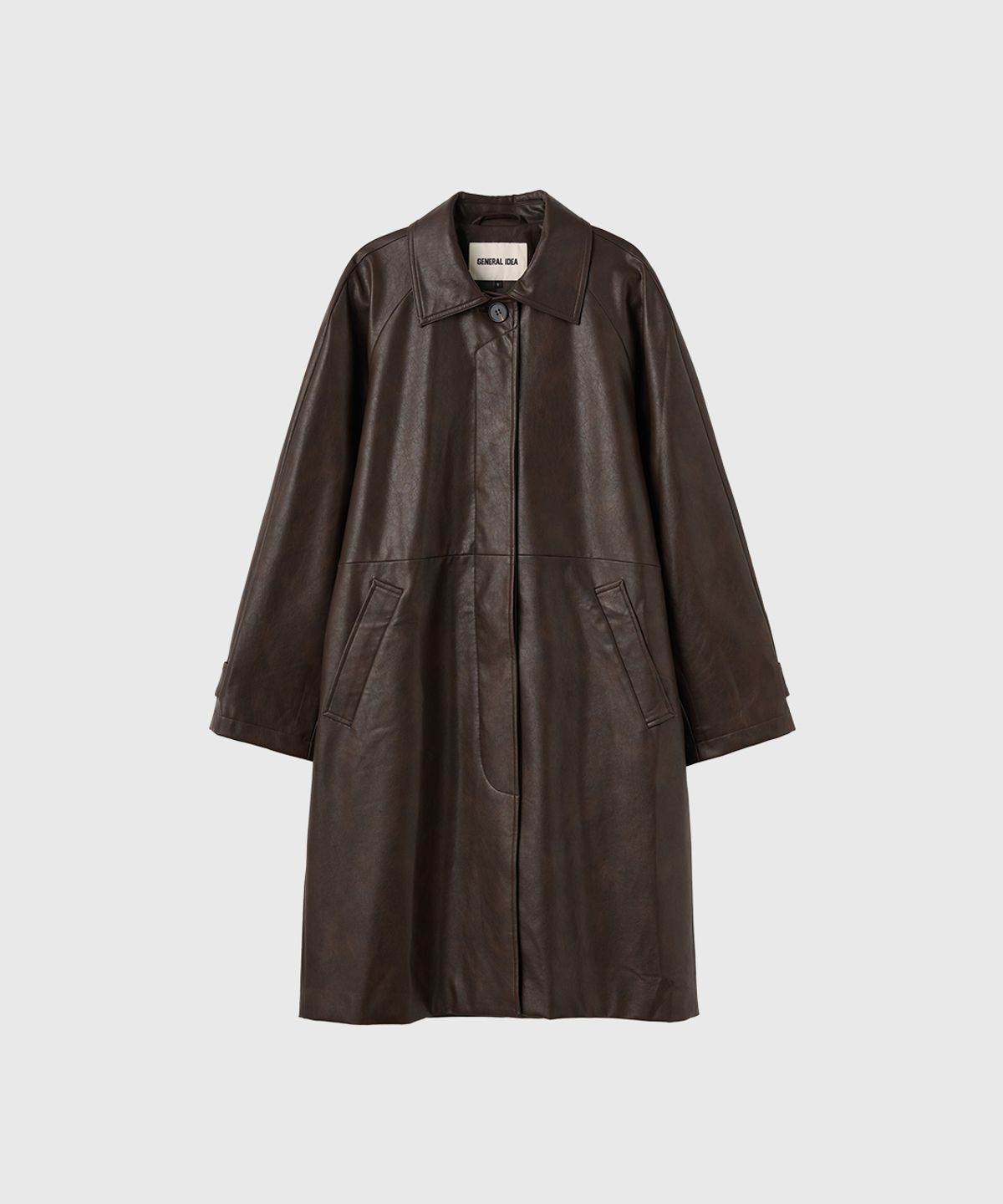 제너럴아이디어(GENERALIDEA) 페이크 레더 미디 코트 [DARK BROWN] / GF3LCT508