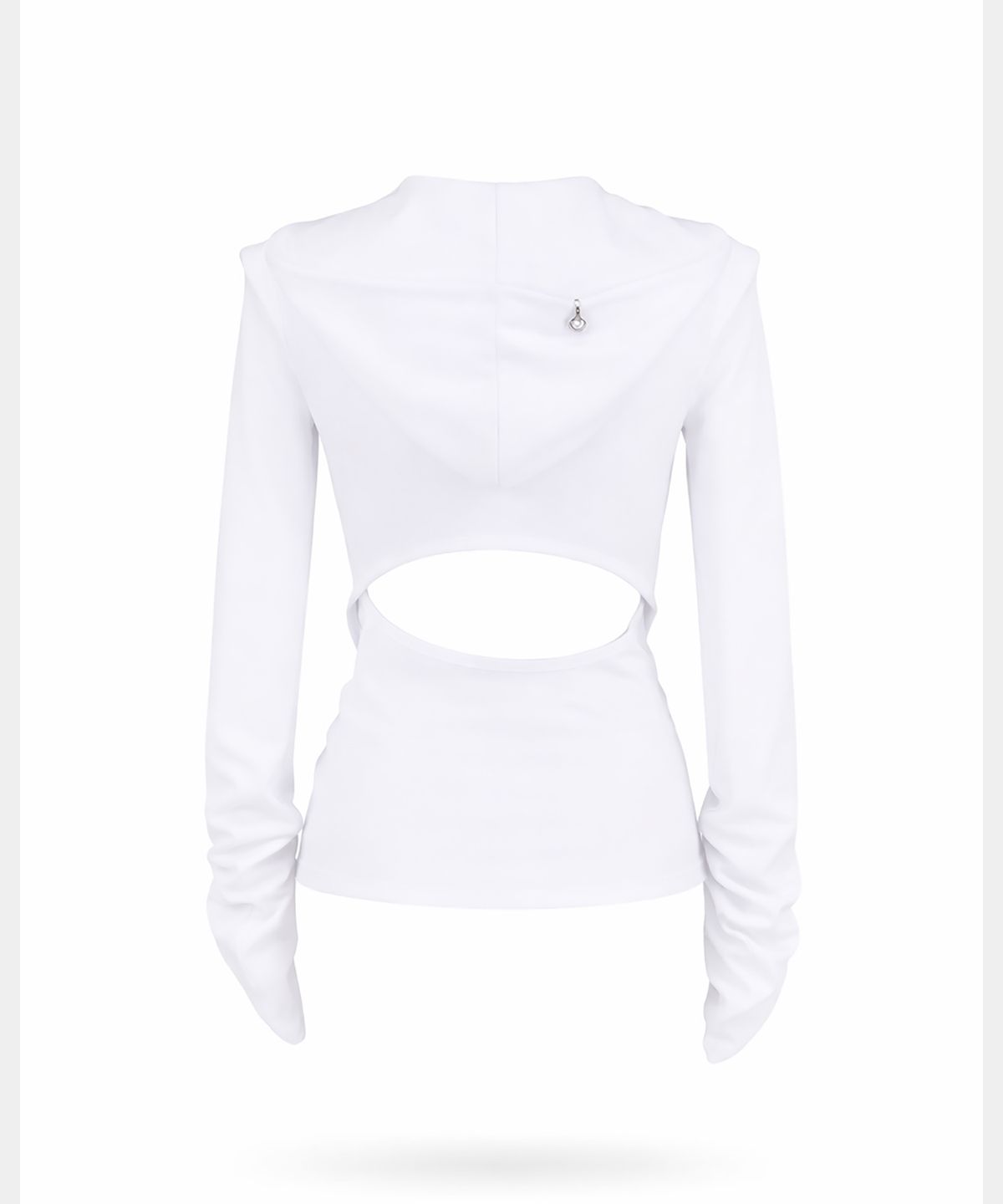 쇠아(SØAR) Cut-out banding hoodie zip-up (WHITE)