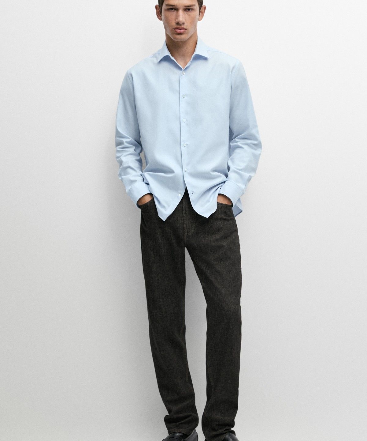 마시모두띠(MASSIMO DUTTI) 100% 코튼 트윌 레귤러 핏 셔츠