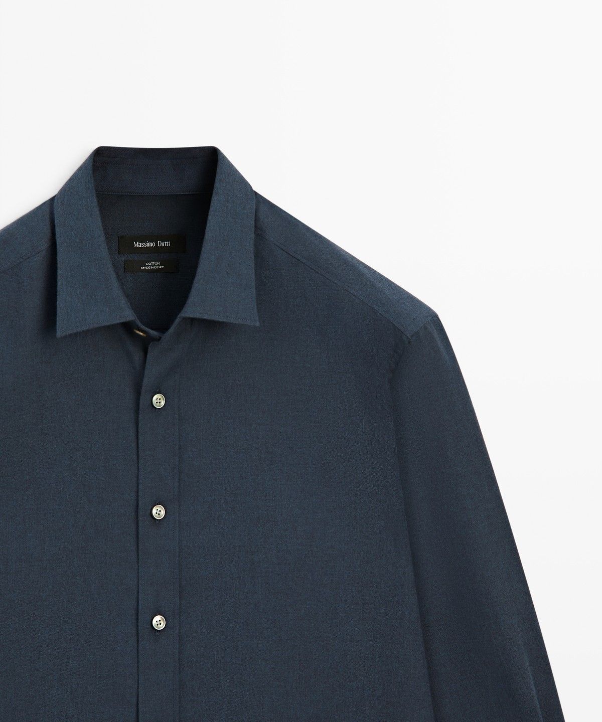 마시모두띠(MASSIMO DUTTI) 레귤러 핏 멜란지 트윌 100% 코튼 셔츠
