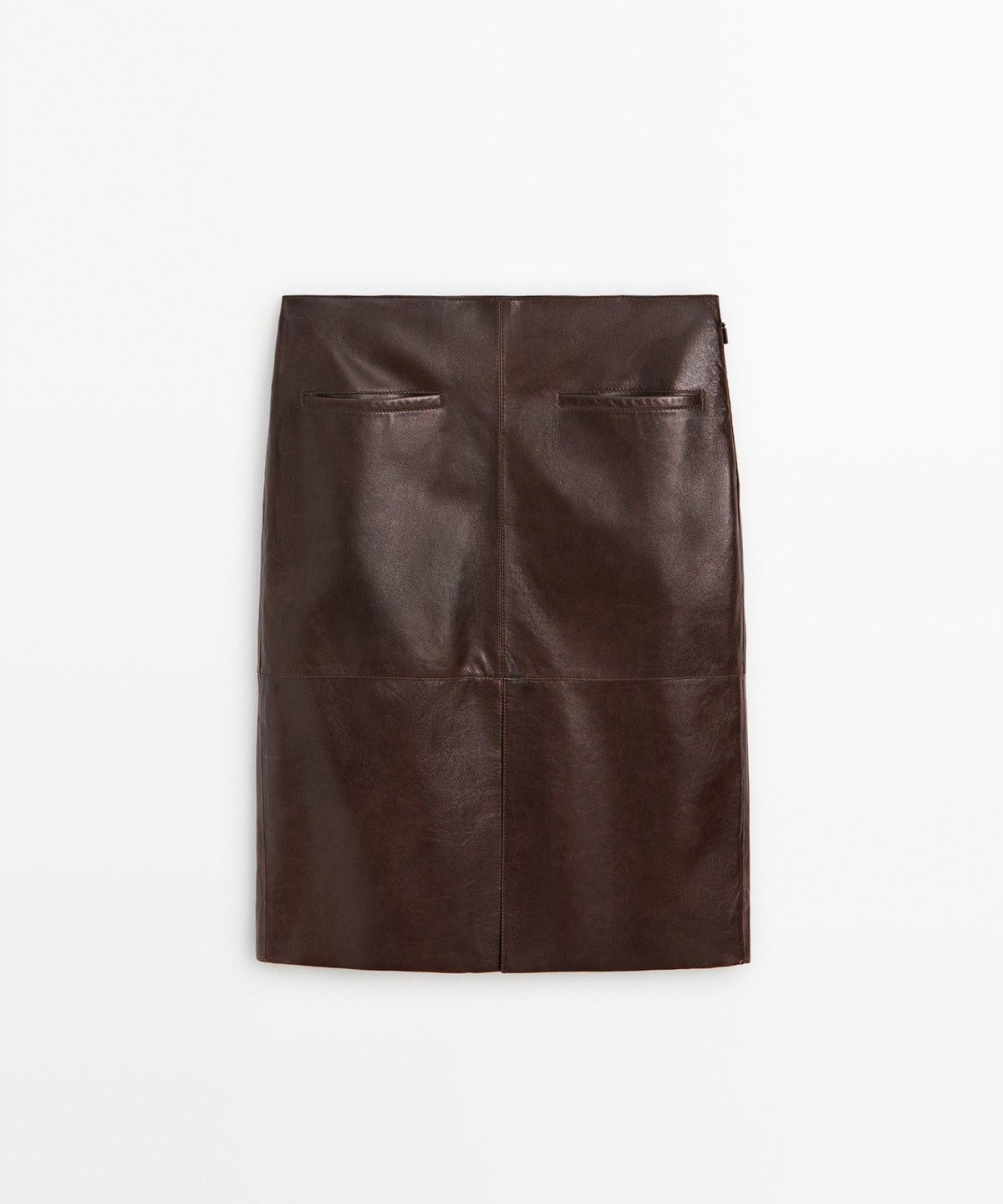 마시모두띠(MASSIMO DUTTI) 가죽 포켓 미디 스커트