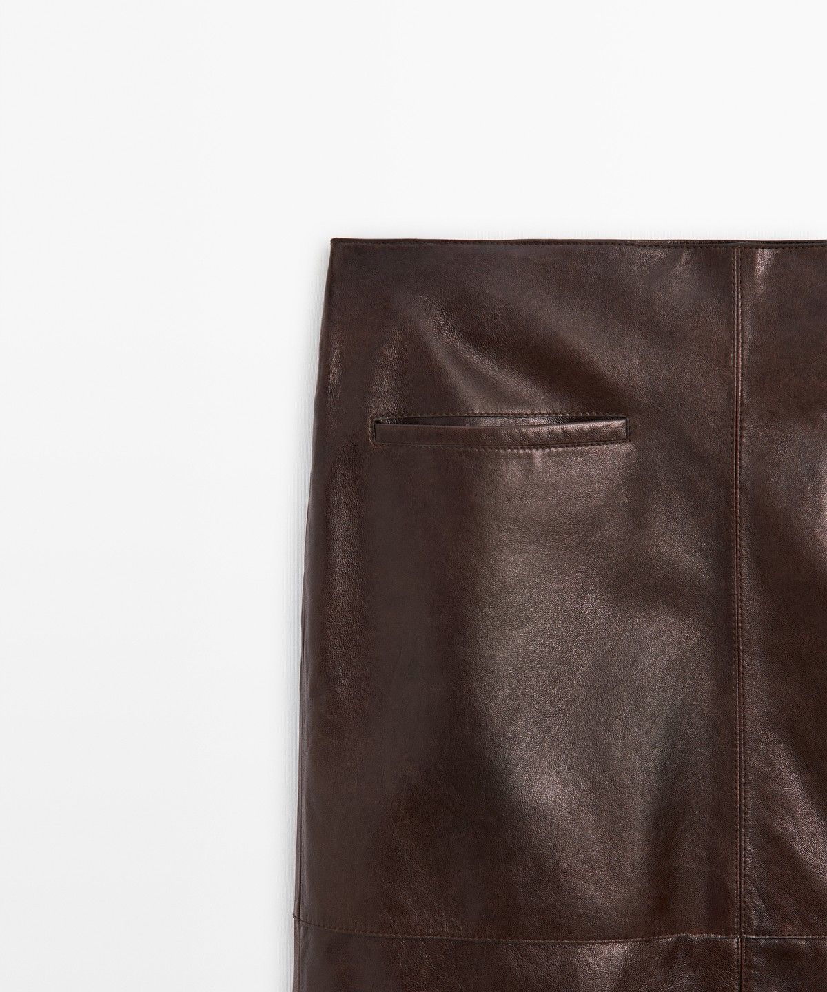 마시모두띠(MASSIMO DUTTI) 가죽 포켓 미디 스커트
