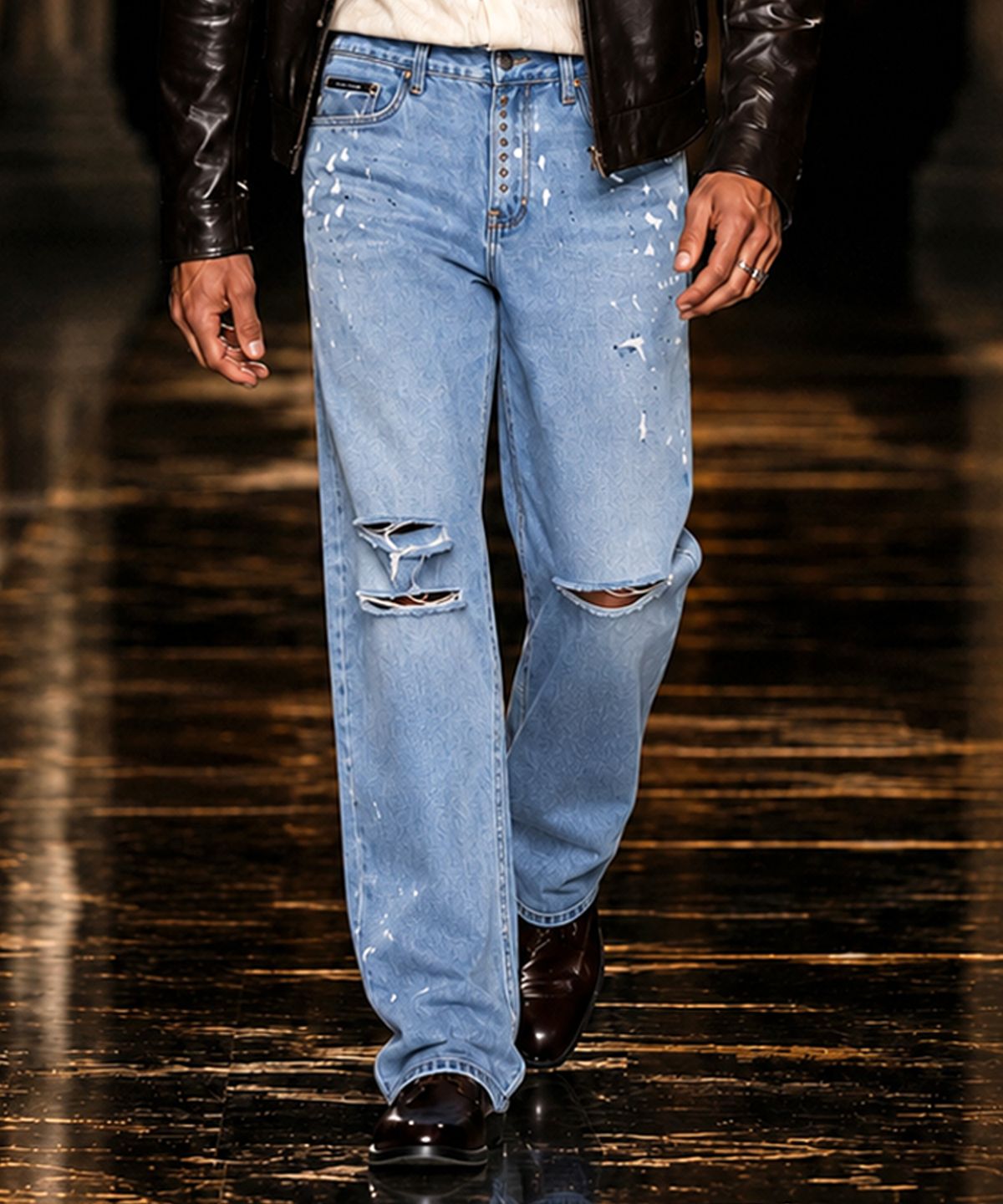 스트라이크(STRIKE) Atelier Painted Eyelet Straight Jeans