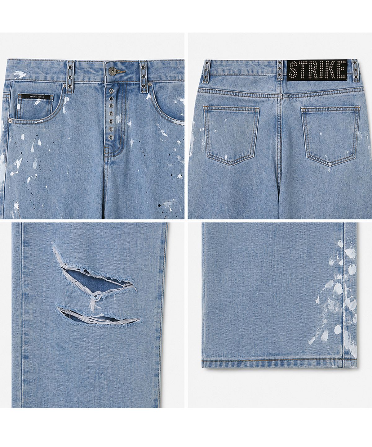 스트라이크(STRIKE) Atelier Painted Eyelet Straight Jeans