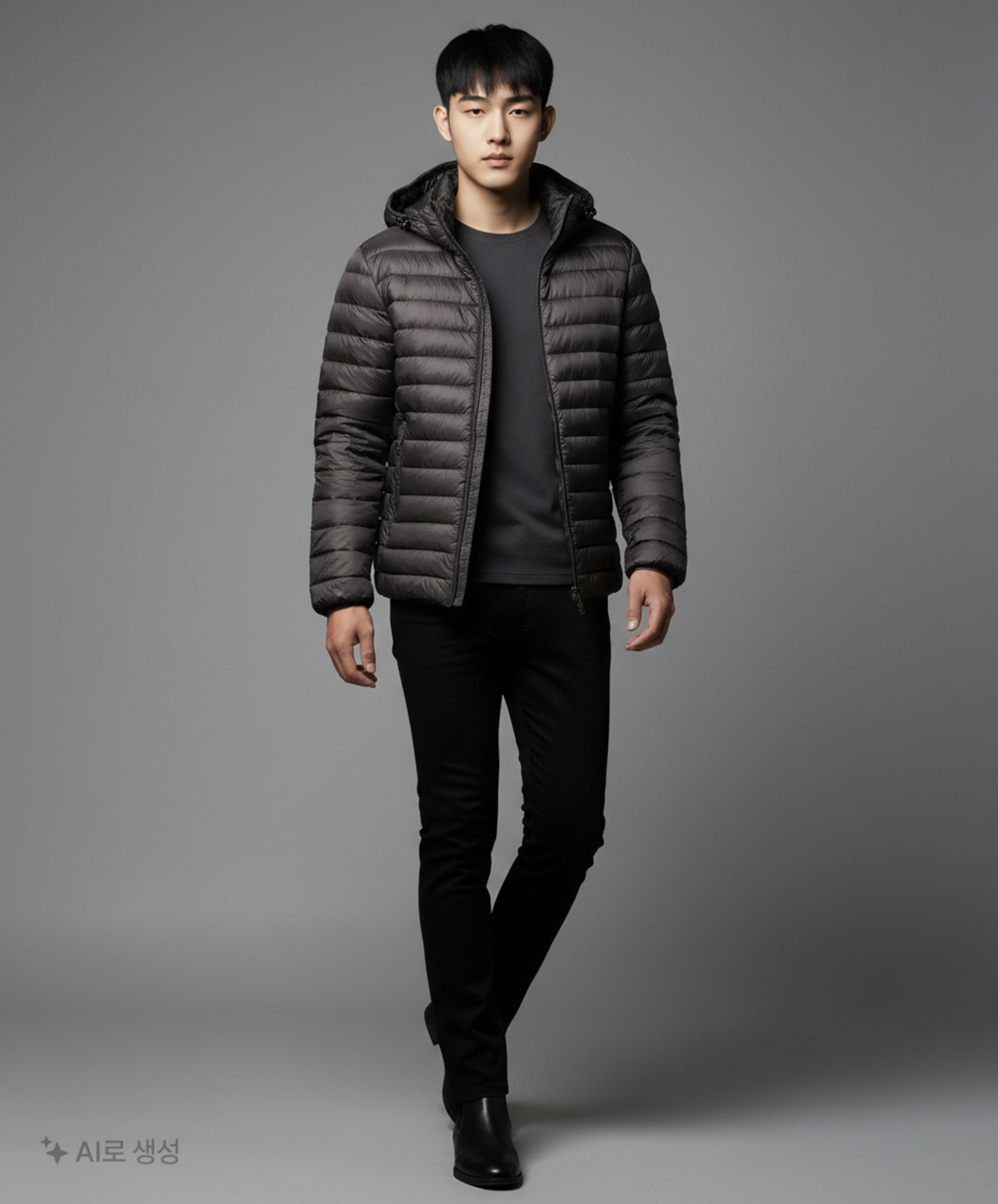 무신사 스탠다드(MUSINSA STANDARD) [시티 레저] 시어 립스탑 후디드 라이트 다운 재킷 [블랙] L