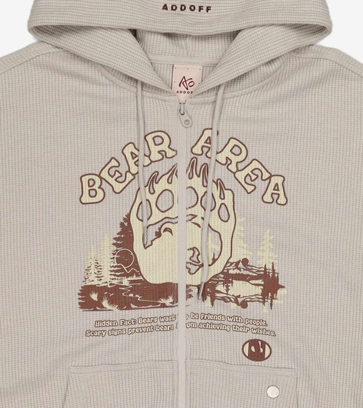 애드오프(ADDOFF) BEAR KNIT HOOD ZIP-UP GREY M