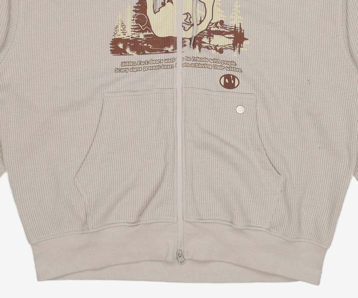 애드오프(ADDOFF) BEAR KNIT HOOD ZIP-UP GREY M