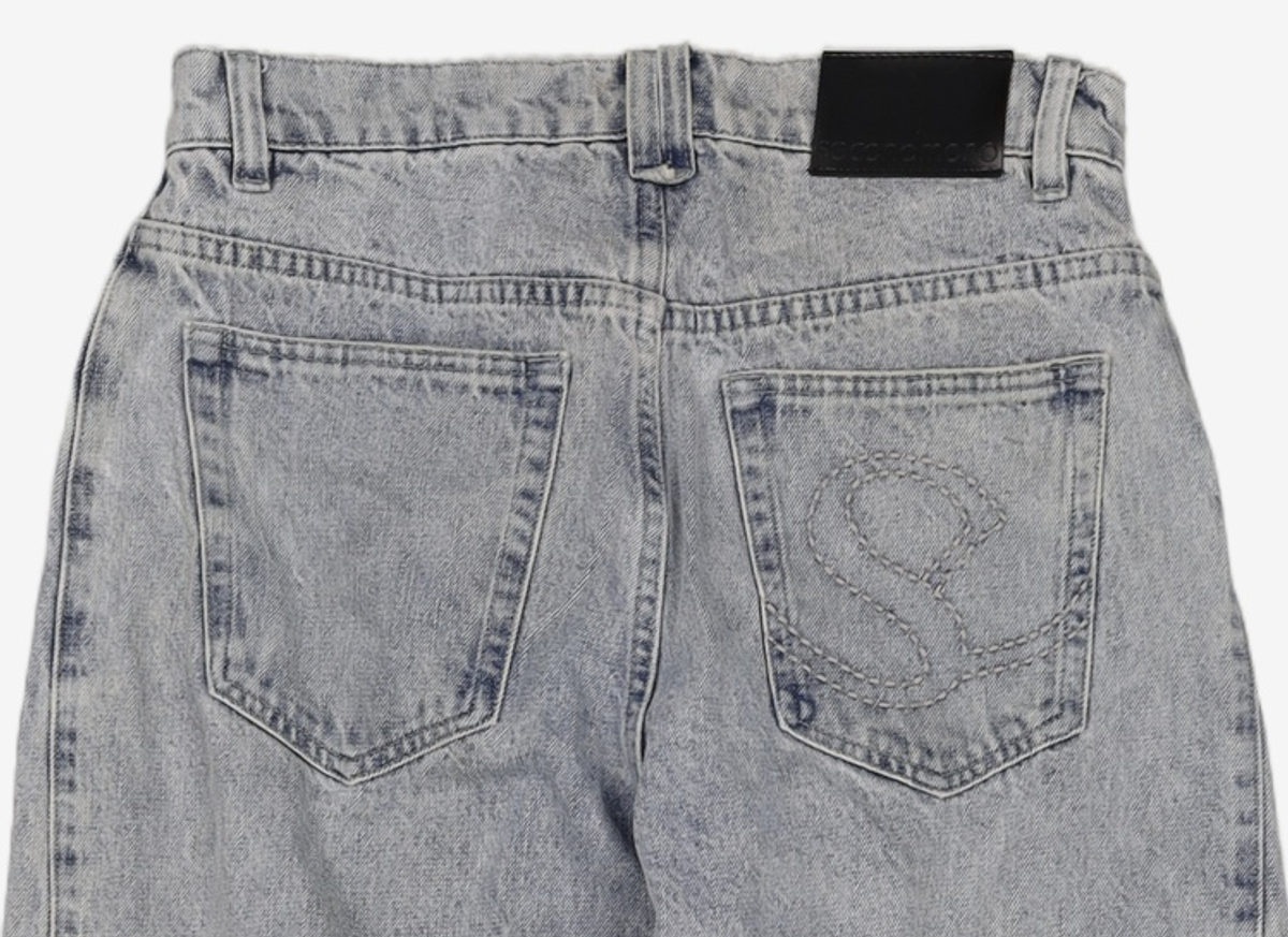 세컨모놀로그(SECONDMONO) [옷미새 미홀 콜라보]Curved Tapered Barrel-Fit Denim Pants [LBLUE]_SEPT072LBLUE 28