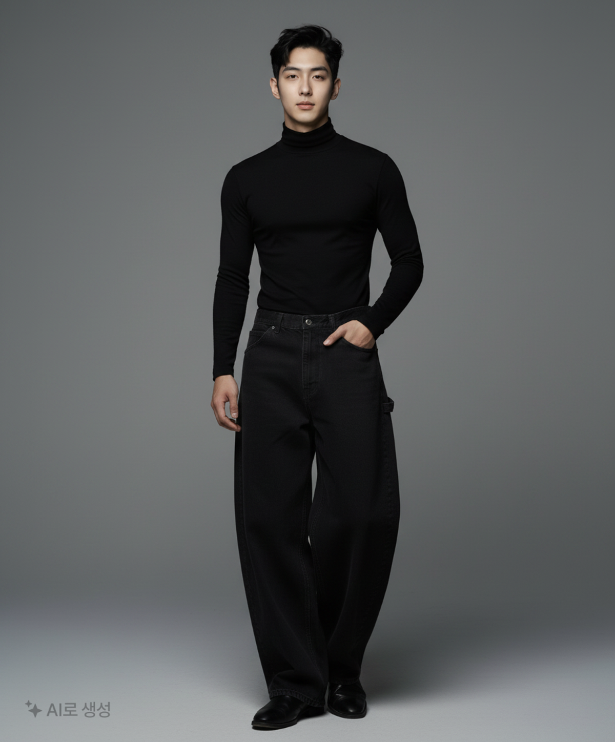 해칭룸(HATCHINGROOM) Wide Curve Jeans Jet Black 4