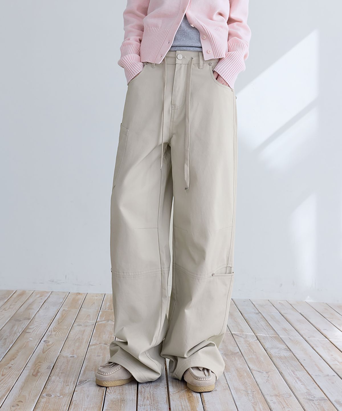 런던다다(LONDONDADA) String Cargo Chino Pants, BEIGE