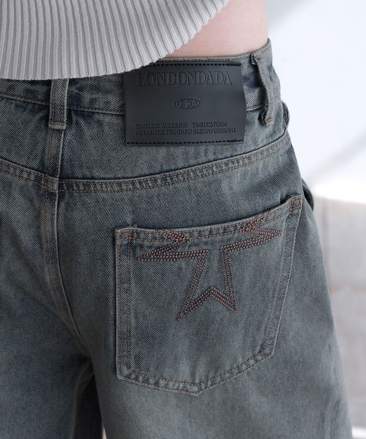 런던다다(LONDONDADA) Low-Rise Wide Jeans, KHAKI BLUE