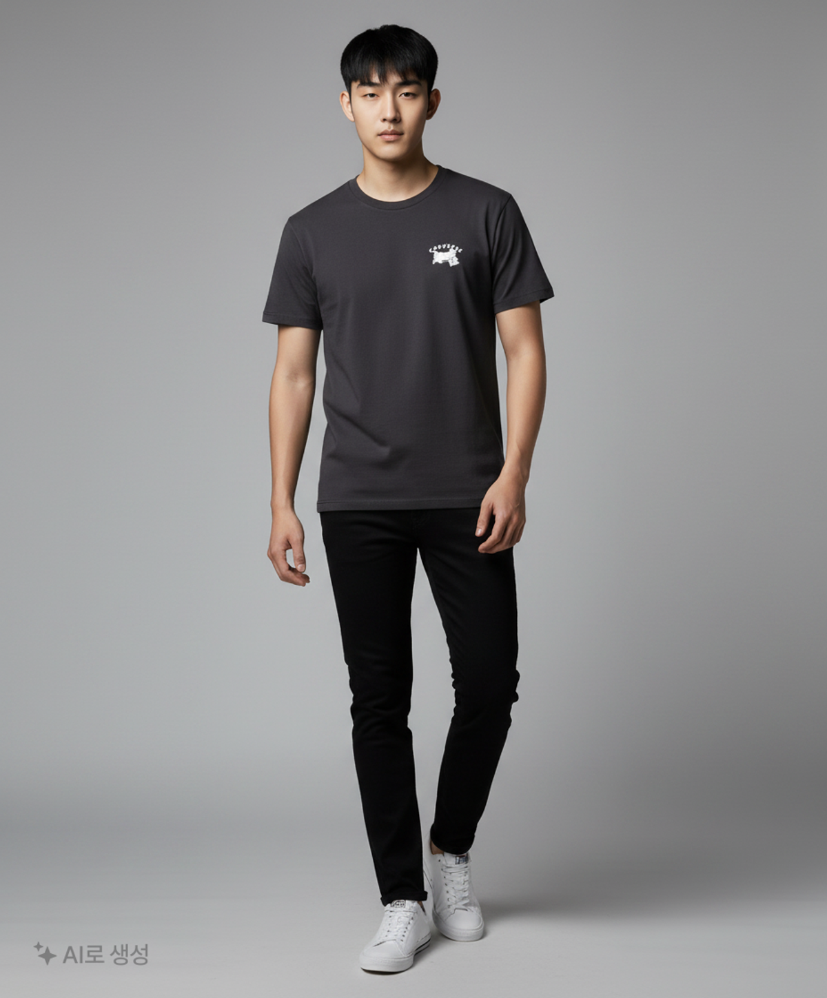 컨버스(CONVERSE) 피치드 루즈 핏 그래픽 티셔츠 블랙 MCH621-023 90