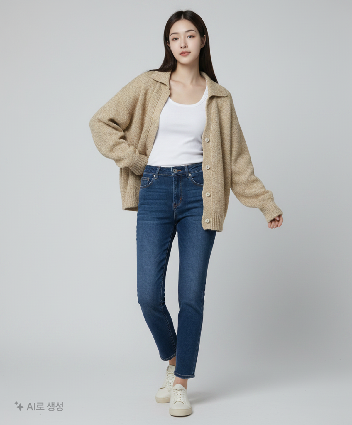 유스(YOUTH) Knit Collar Cardigan - Sand Brown M