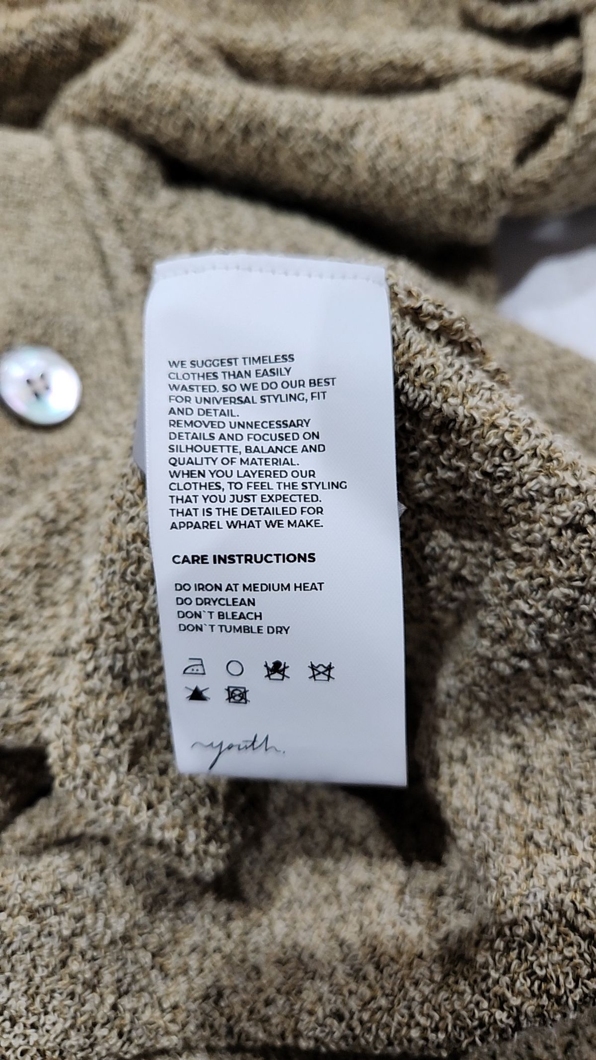 유스(YOUTH) Knit Collar Cardigan - Sand Brown M
