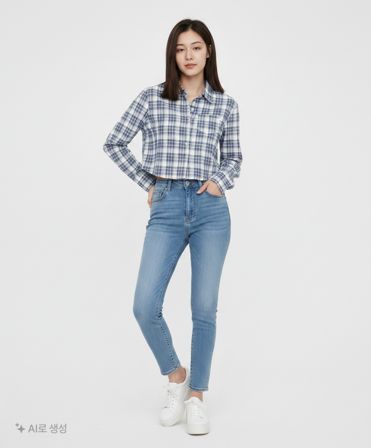 어반드레스(AVANDRESS) Slender Check Shirt BLUE M