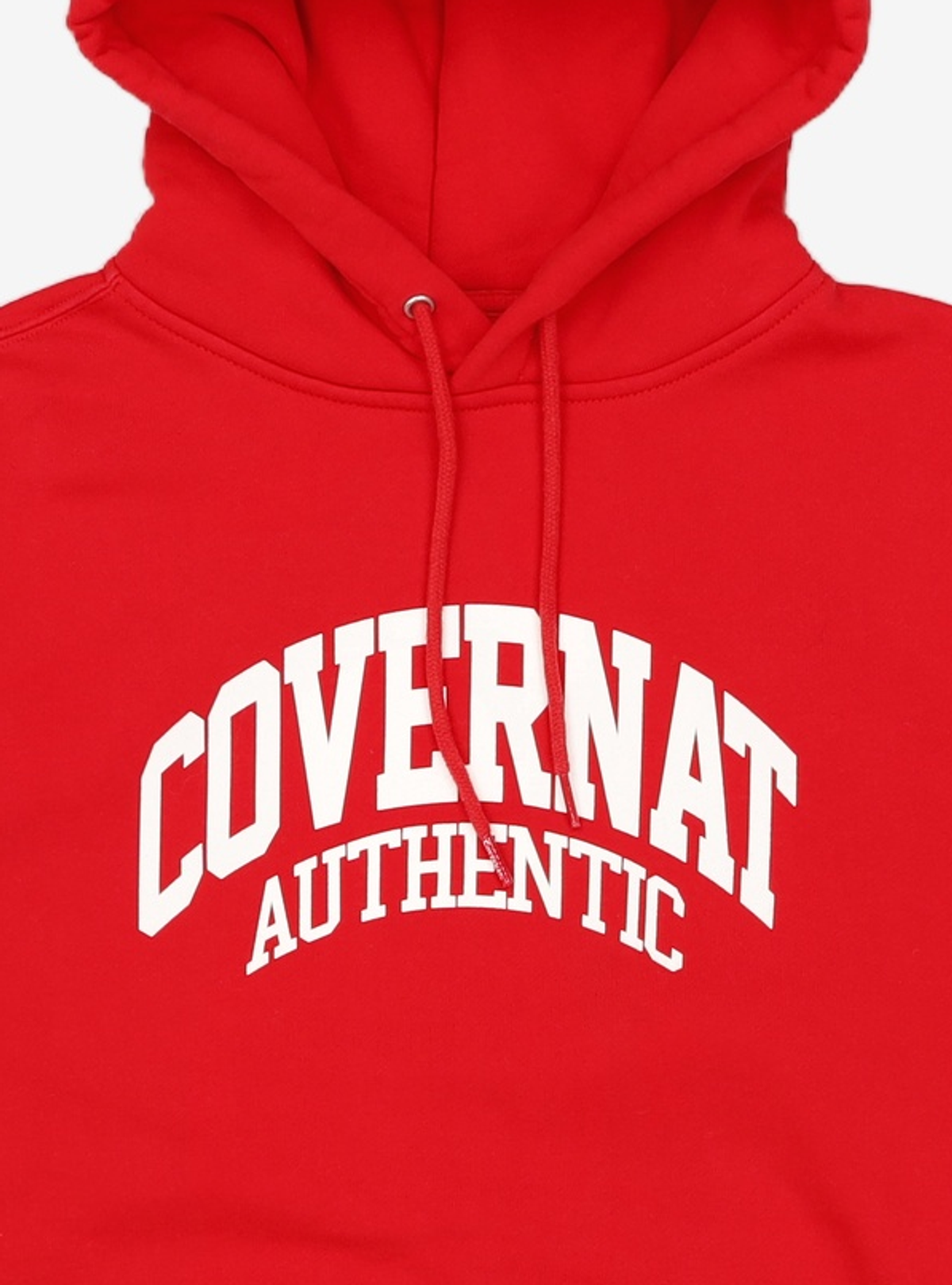 커버낫(COVERNAT) 더블 컬리지 아치 로고 기모 후디 레드 M