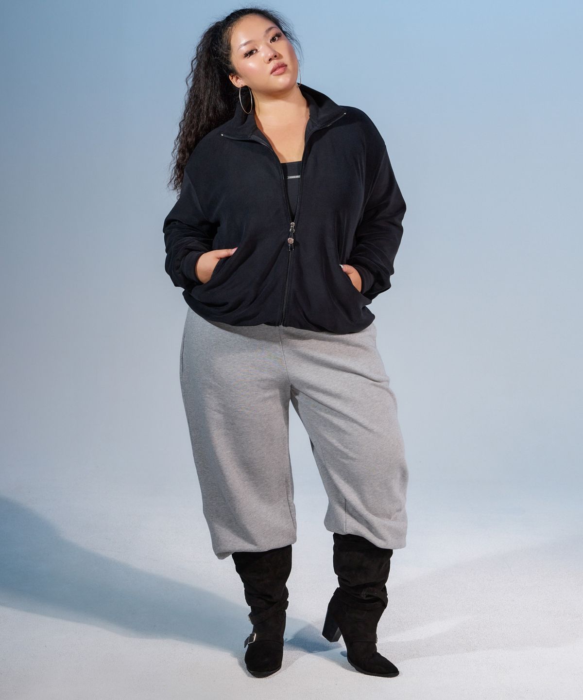 쿨시스(COOLSIS) CS COOL GIRL FLEECE ZIP-UP-032 (BLACK)