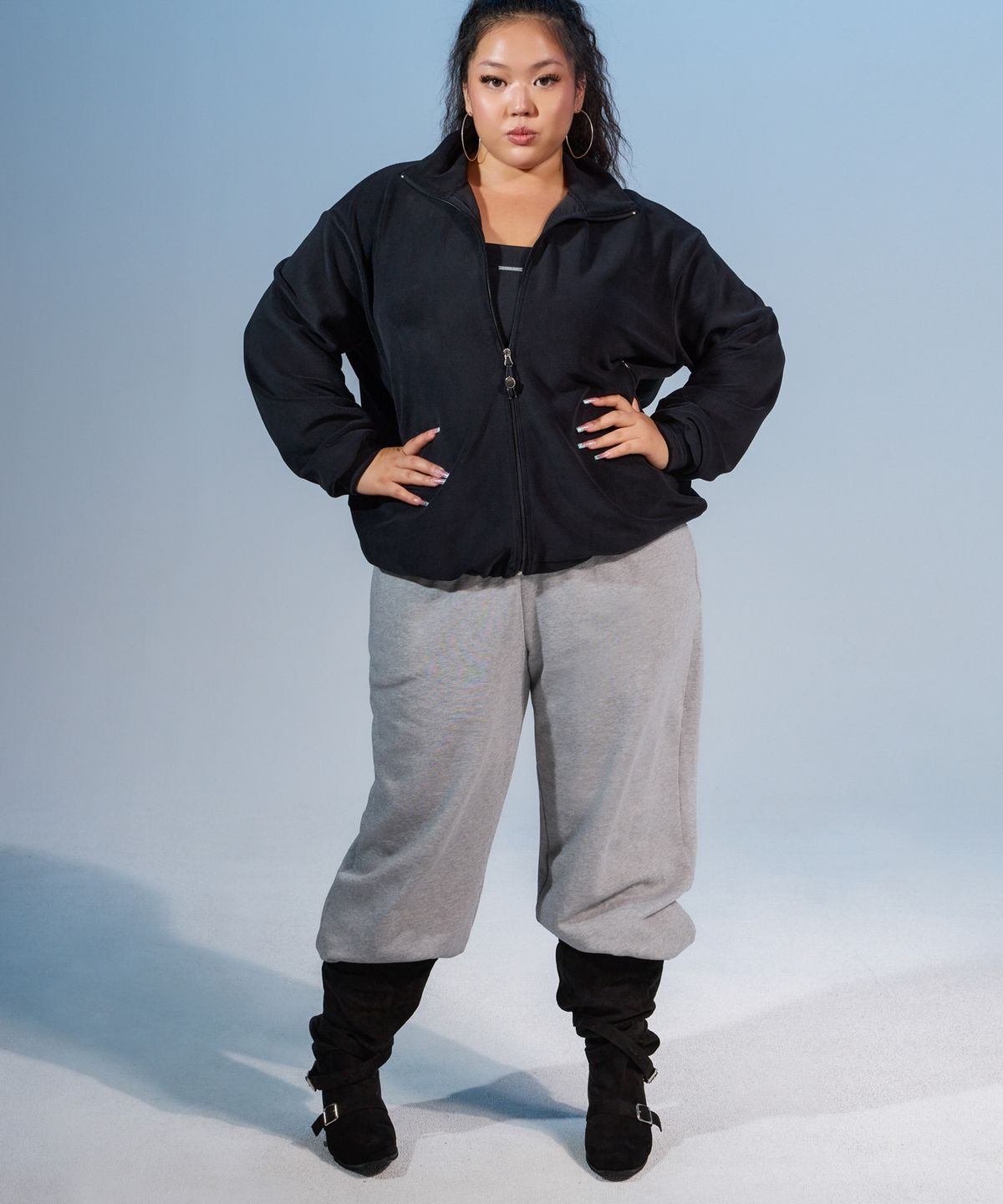 쿨시스(COOLSIS) CS COOL GIRL FLEECE ZIP-UP-032 (BLACK)