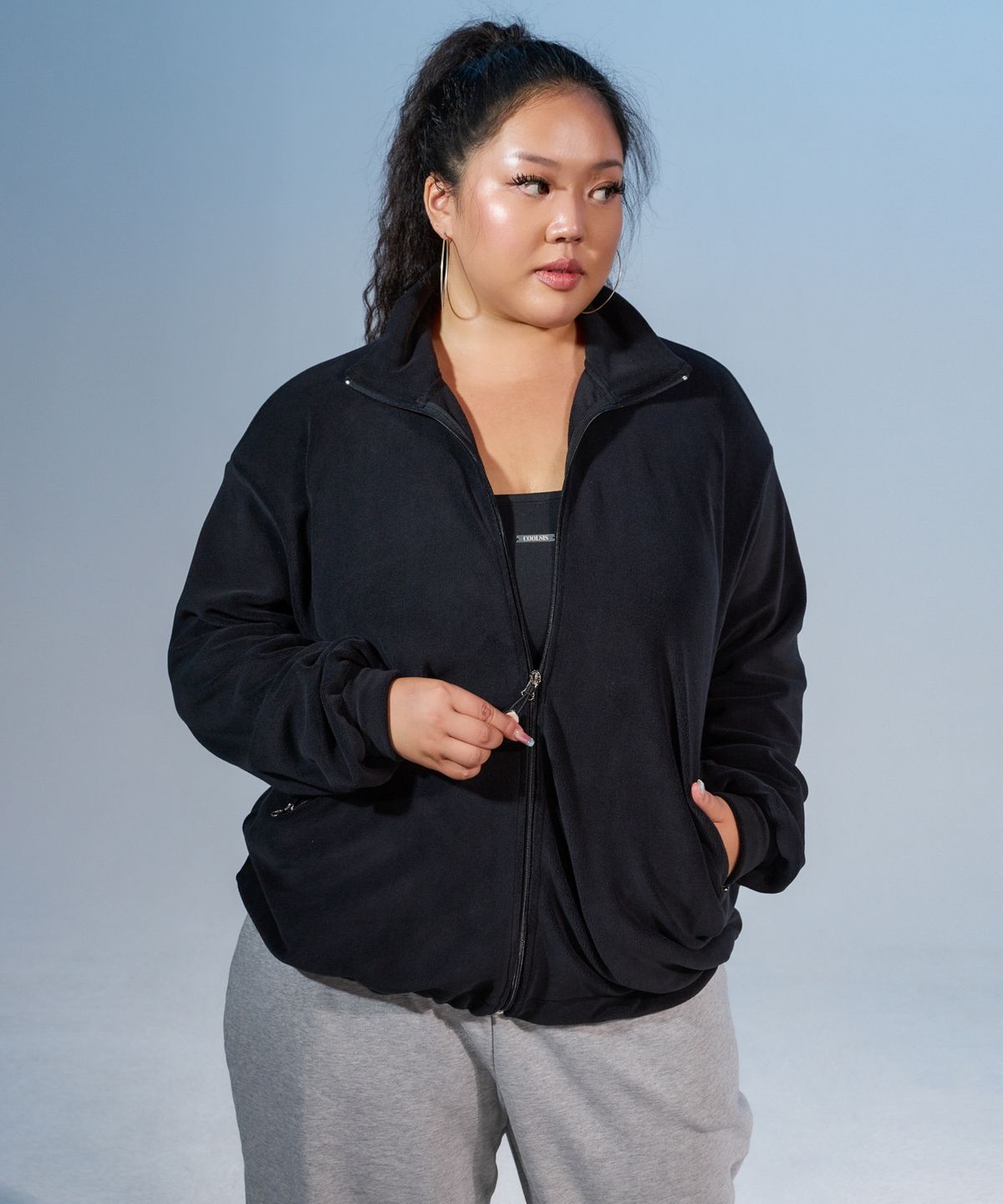 쿨시스(COOLSIS) CS COOL GIRL FLEECE ZIP-UP-032 (BLACK)