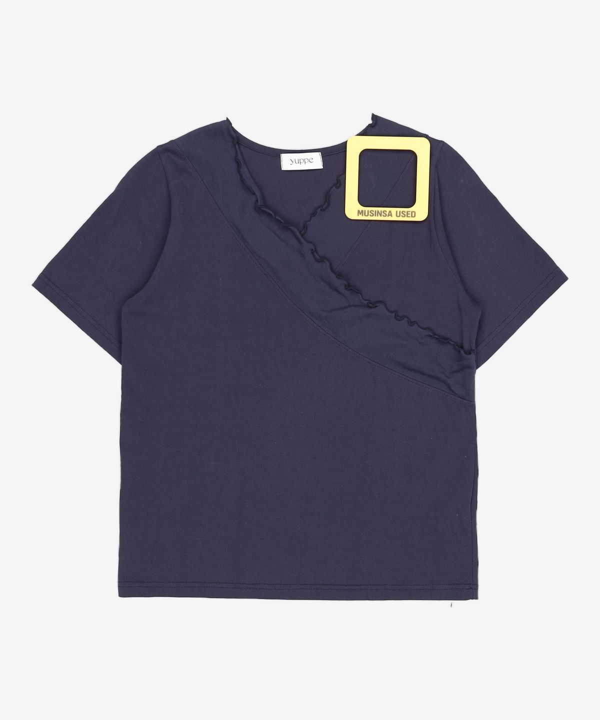 엽페(YUPPE) SHIRRING POINT T-SHIRT_NAVY FREE