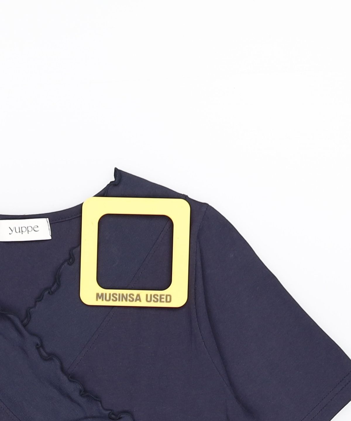 엽페(YUPPE) SHIRRING POINT T-SHIRT_NAVY FREE