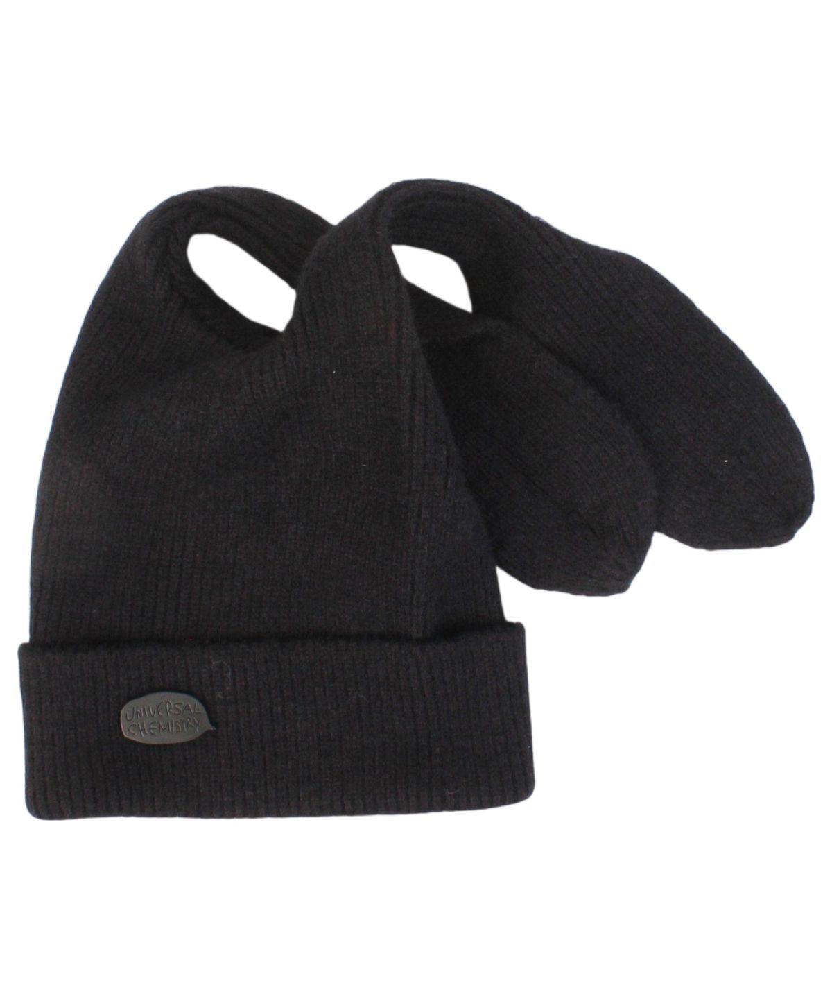 유니버셜 케미스트리(UNIVERSAL CHEMISTRY) Rabbit Short Ear Black Beanie 고양이비니