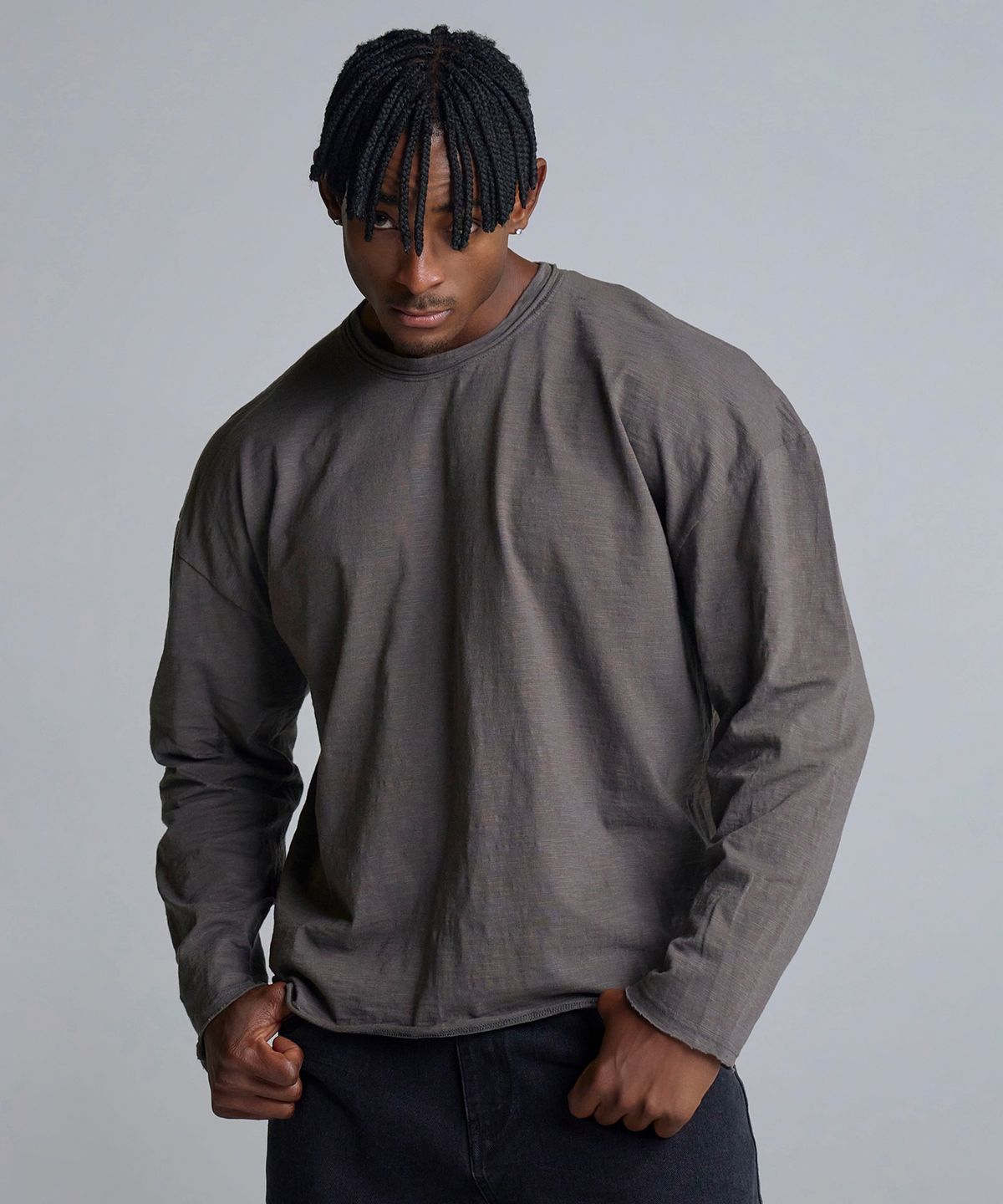 베르만 어패럴(VERMANN APPAREL) 슬럽 컷오프 크롭 롱슬리브 3colors