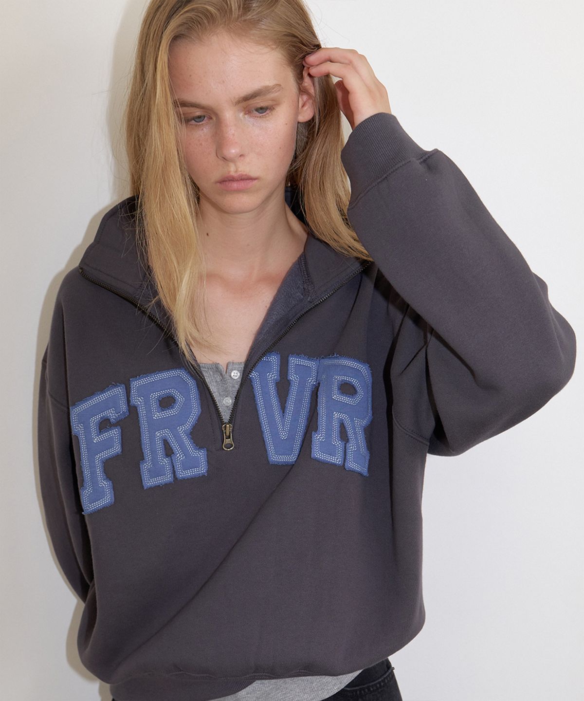 프리버07(FRIVER07) Friver half zip-up sweatshirt [FRFA03LT02]_Charcoal