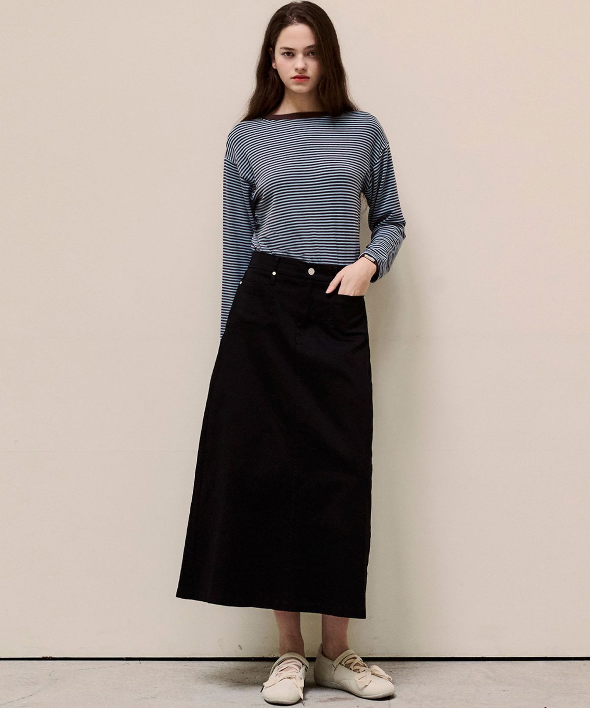 루시다(LUSIDA) A라인 코튼 뒷밴딩 스커트_2 Colors