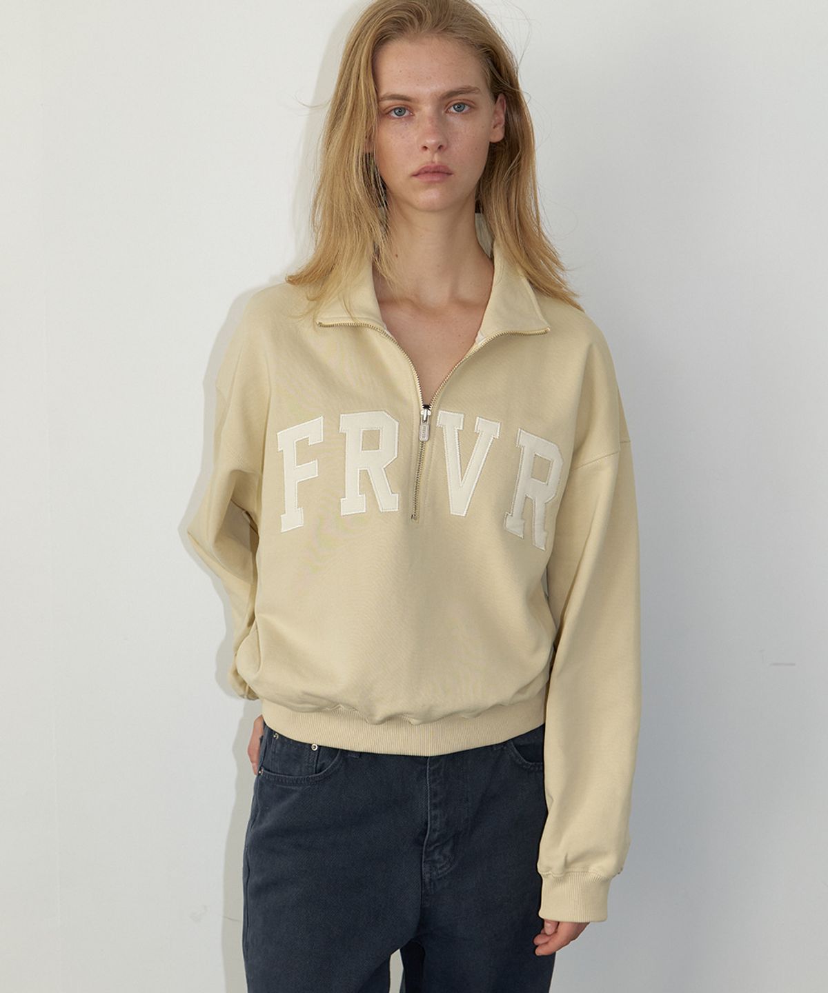 프리버07(FRIVER07) FRVR half zip-up sweatshirt [FRFA06LT01]_Cream