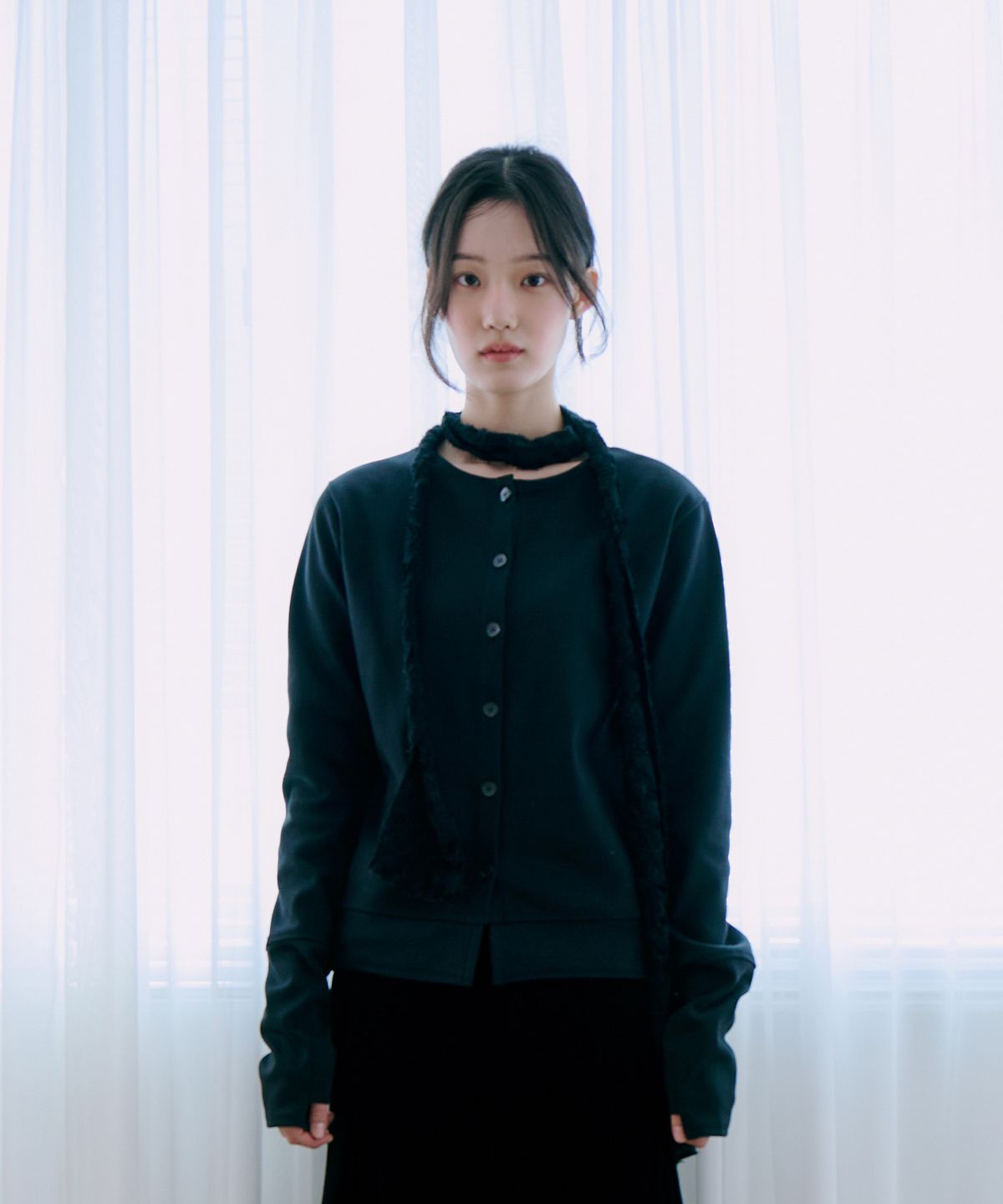 겹겹(GYEOP GYEOP) DOUBLE SLEEVE LONG CARDIGAN BLACK