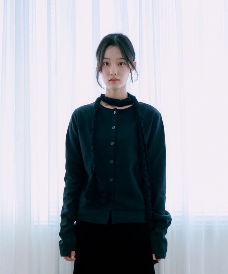 DOUBLE SLEEVE LONG CARDIGAN BLACK