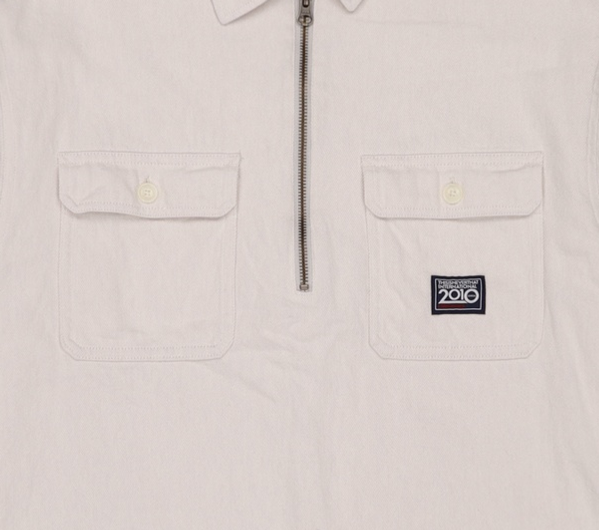 디스이즈네버댓(THISISNEVERTHAT) Half Zip Shirt Ivory L