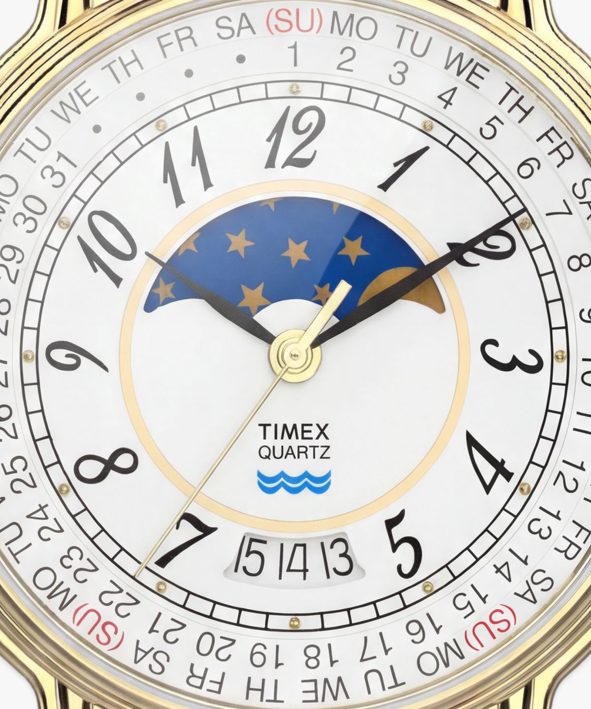 타이맥스(TIMEX) 1990 문페이즈 캘린더 다이얼 리이슈 가죽시계 37mm