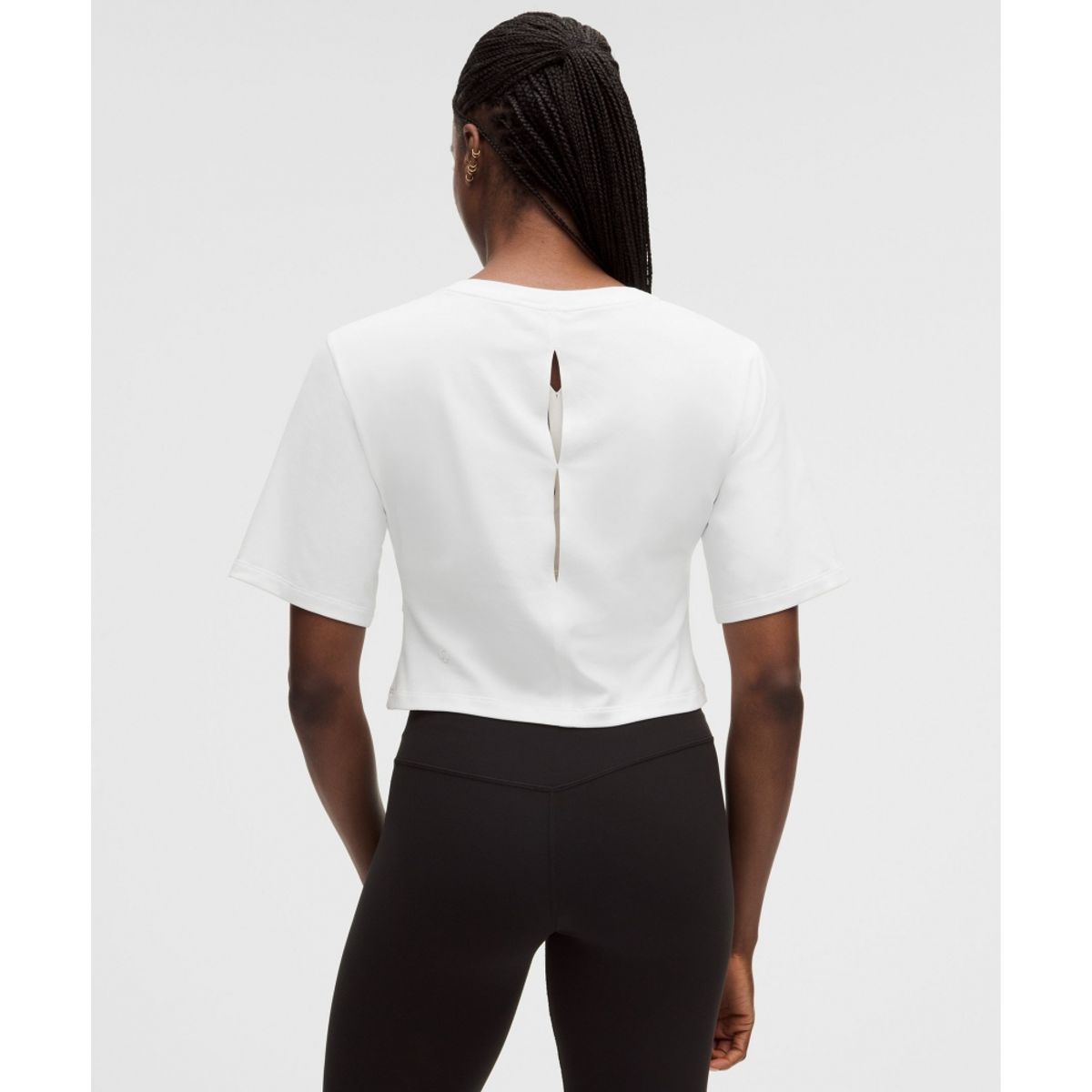 룰루레몬(LULULEMON) Luon 와이드 슬리브 키홀 요가 티셔츠  WHT