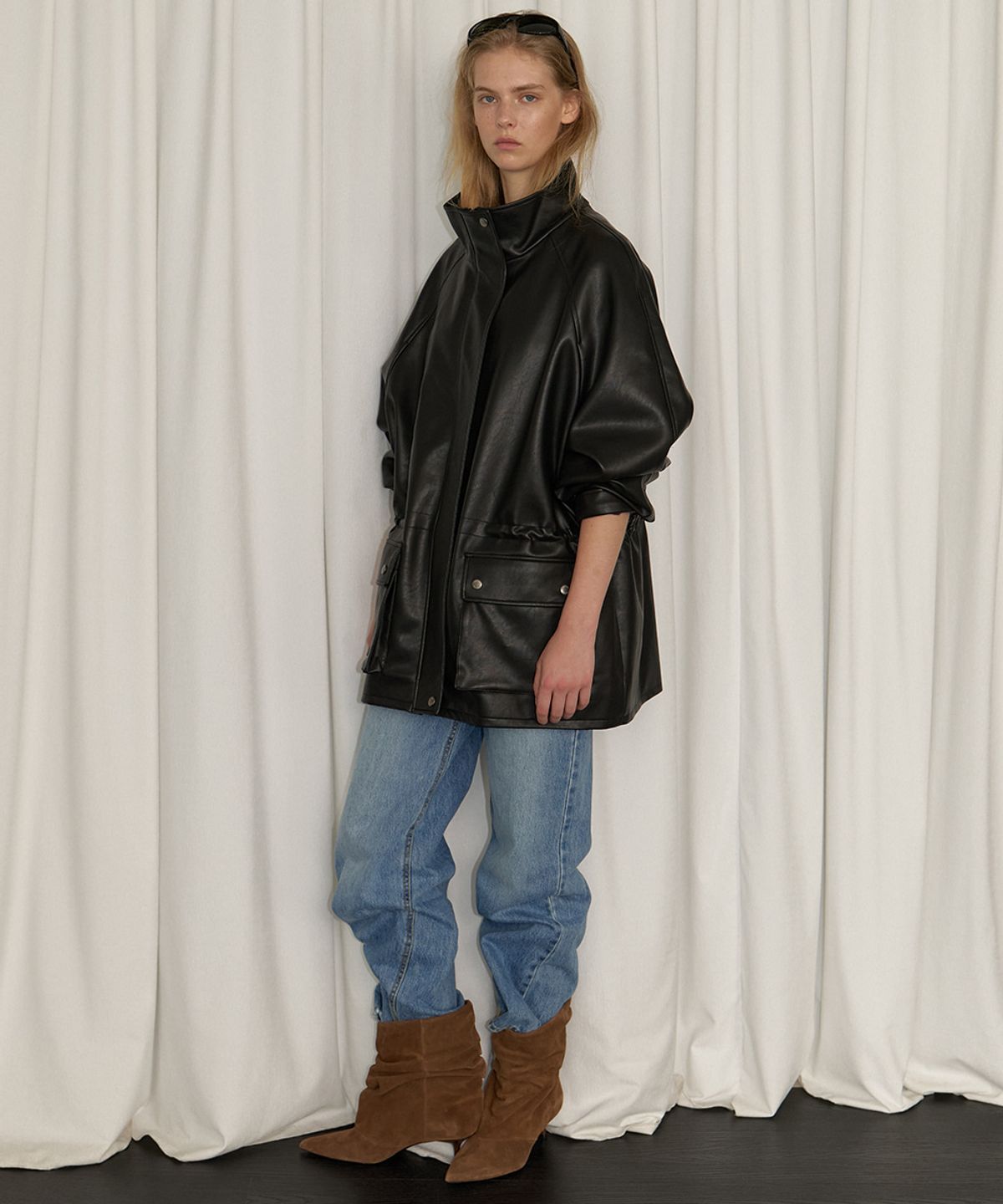 프리버07(FRIVER07) Faux leather half jacket [FRFA06JK01]_Black