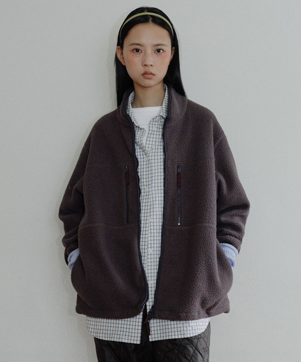 엔오르 스튜디오(ENOR STUDIO) [CORE] UTILITY FLEECE ZIP-UP - PURPLE