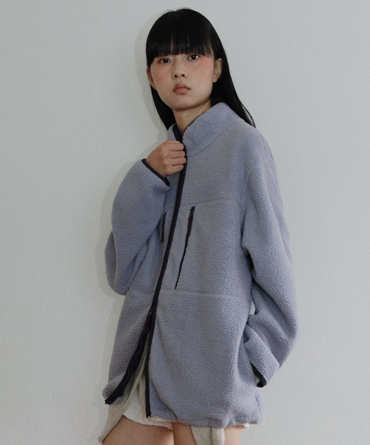 엔오르 스튜디오(ENOR STUDIO) [CORE] UTILITY FLEECE ZIP-UP - LIGHT BLUE