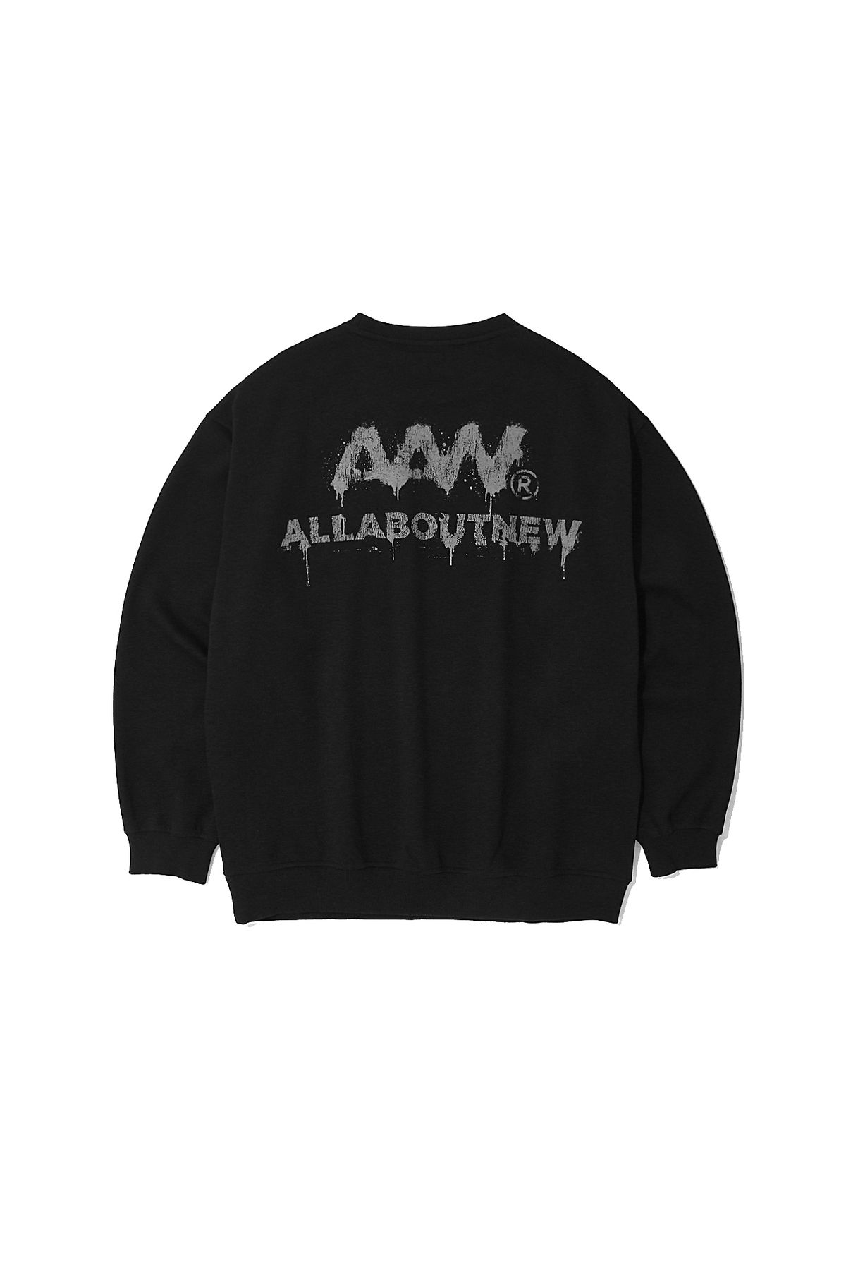 올어바웃뉴(ALL ABOUT NEW) 로고 변형 맨투맨 블랙 ANA3TM04ABK