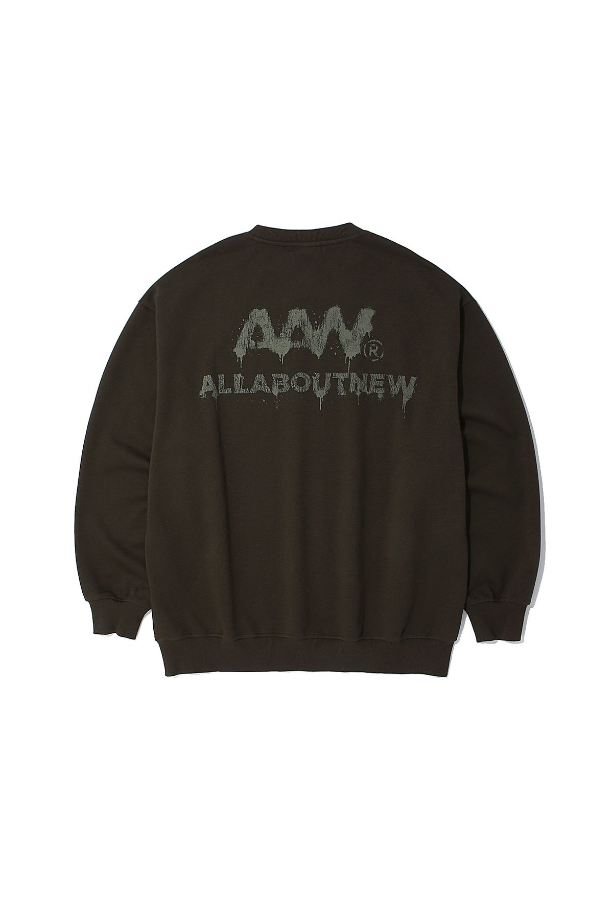 올어바웃뉴(ALL ABOUT NEW) 로고 변형 맨투맨 브라운 ANA3TM04ABR