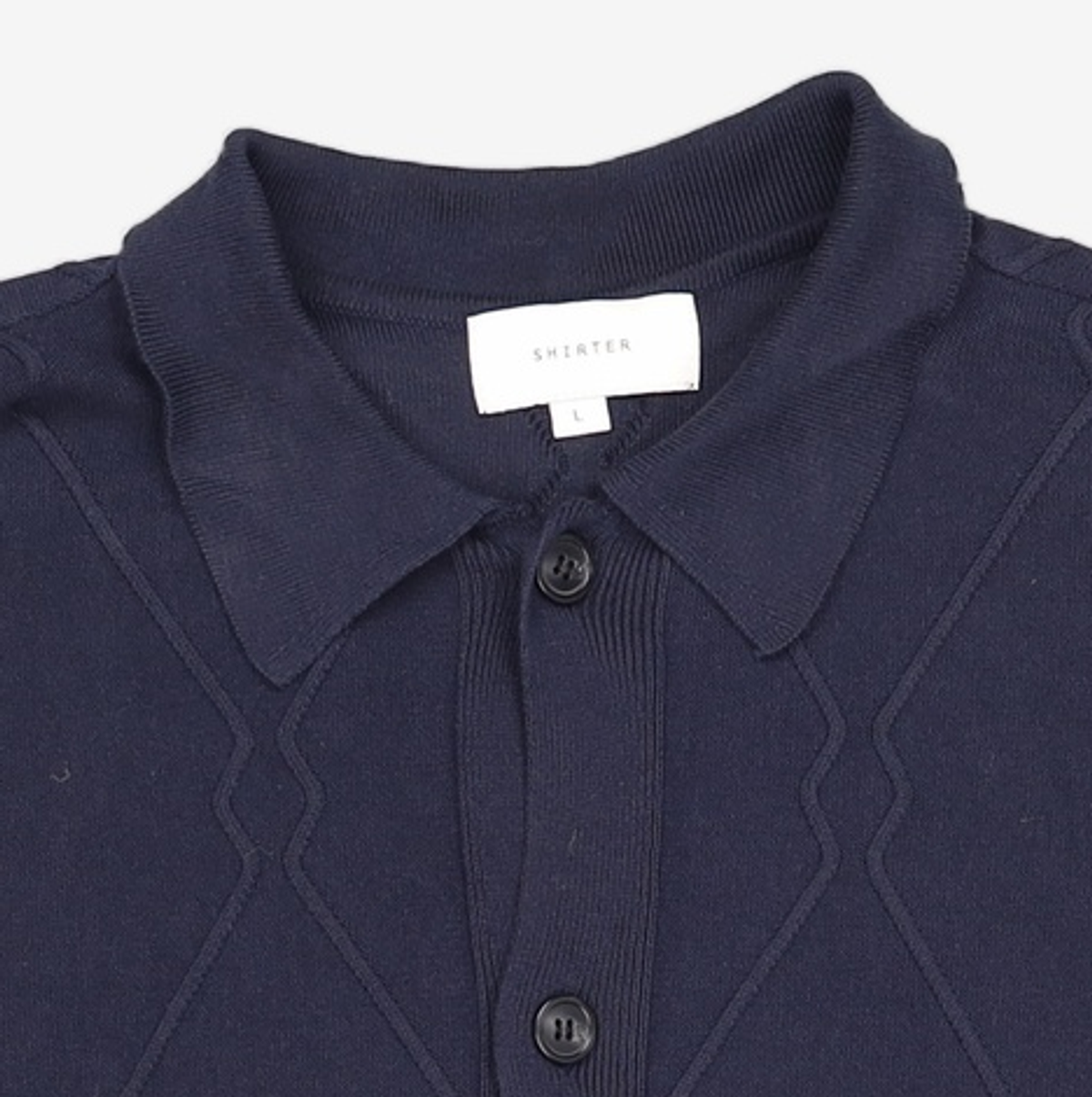 셔터(SHIRTER) LOGO PATTERN HALF CARDIGAN (BLACK) L
