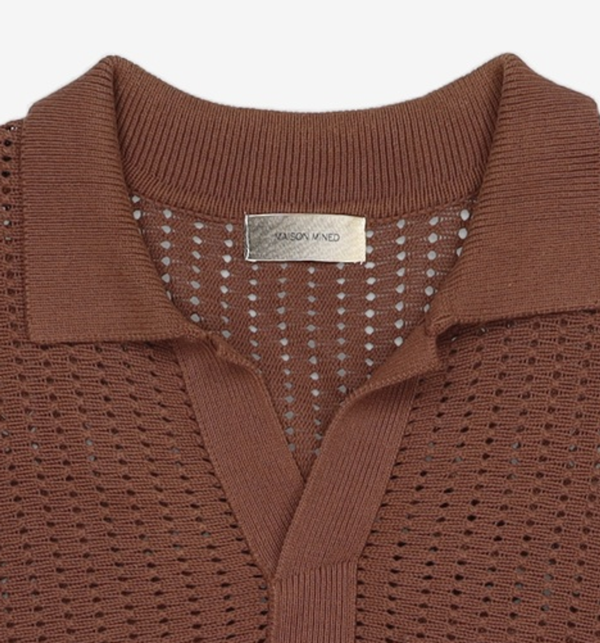 메종미네드(MAISON MINED) BROWNY KNIT HALF SHIRTS M
