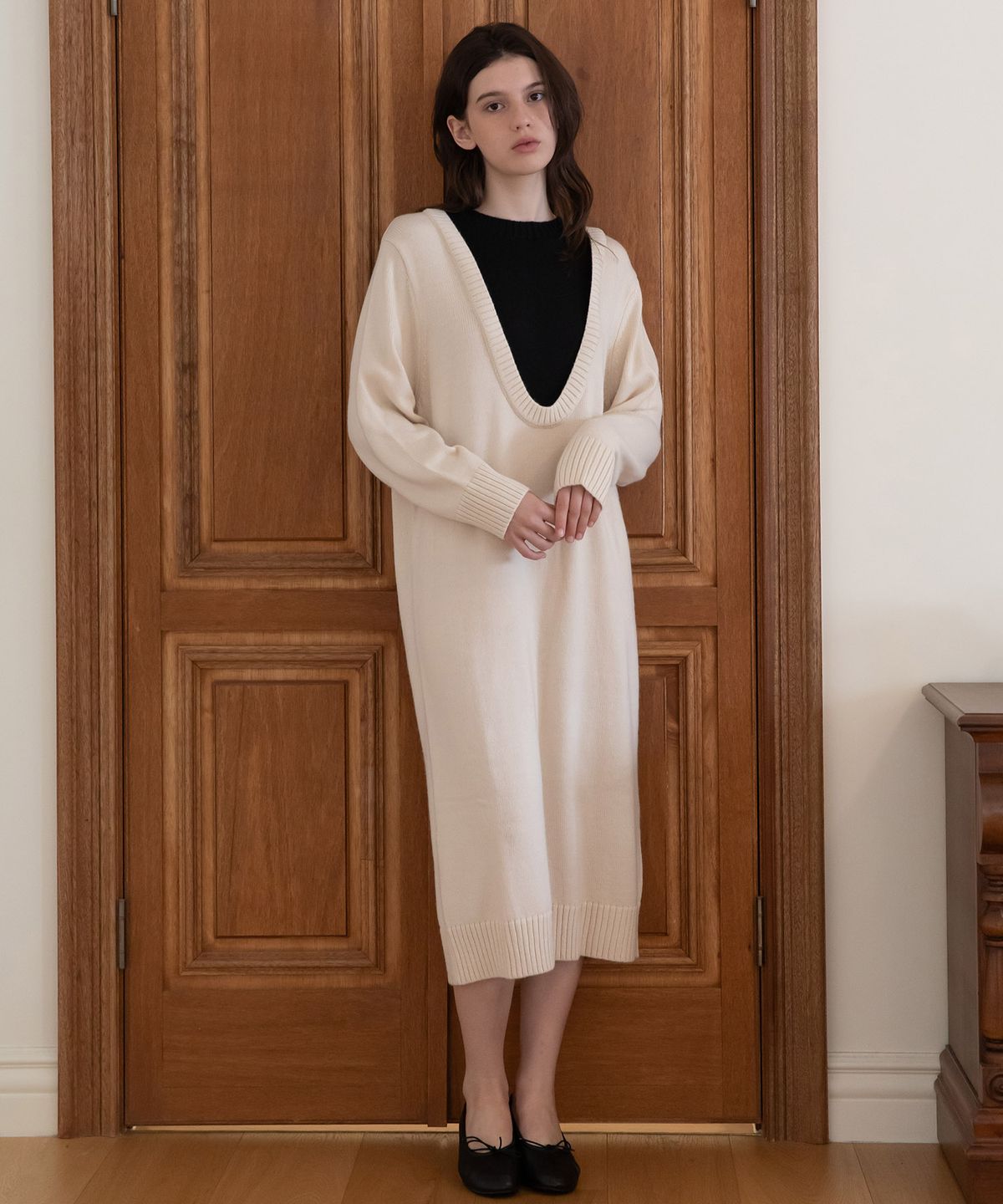 제이마크뉴욕(JMARKNEWYORK) Vneck layered knit dress_2color
