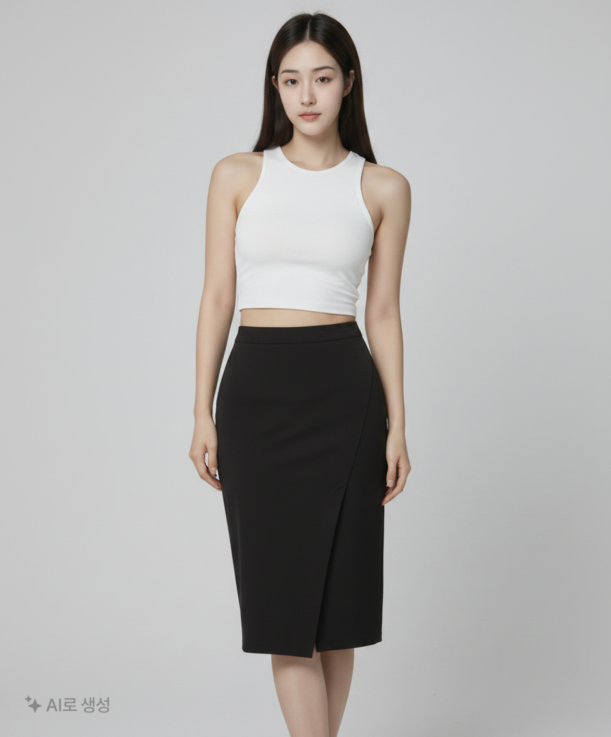 비바셔스(VIVACIOUS) La Oblique Slit Long Skirt BLACK L
