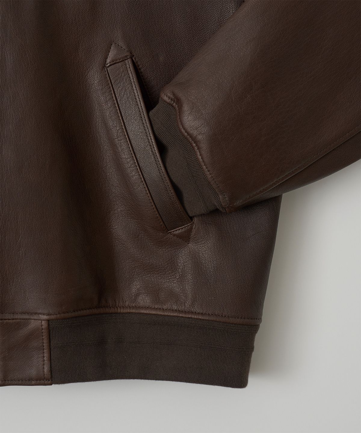 어나더 오피스(ANOTHER OFFICE) Goatskin Bomber Jacket (Dark Brown)