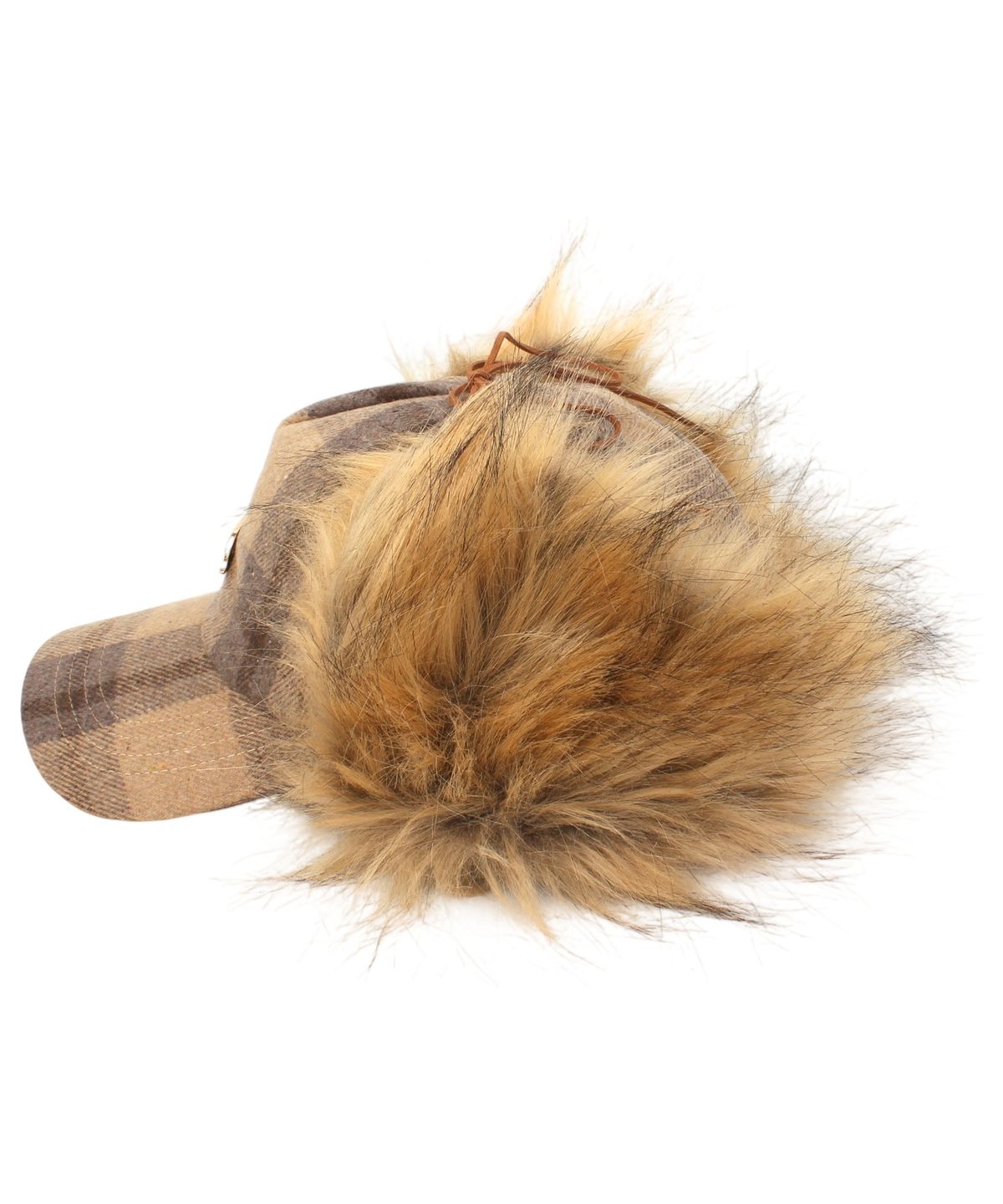 유니버셜 케미스트리(UNIVERSAL CHEMISTRY) Check Beige Fur Earflap Cap 귀달이모자