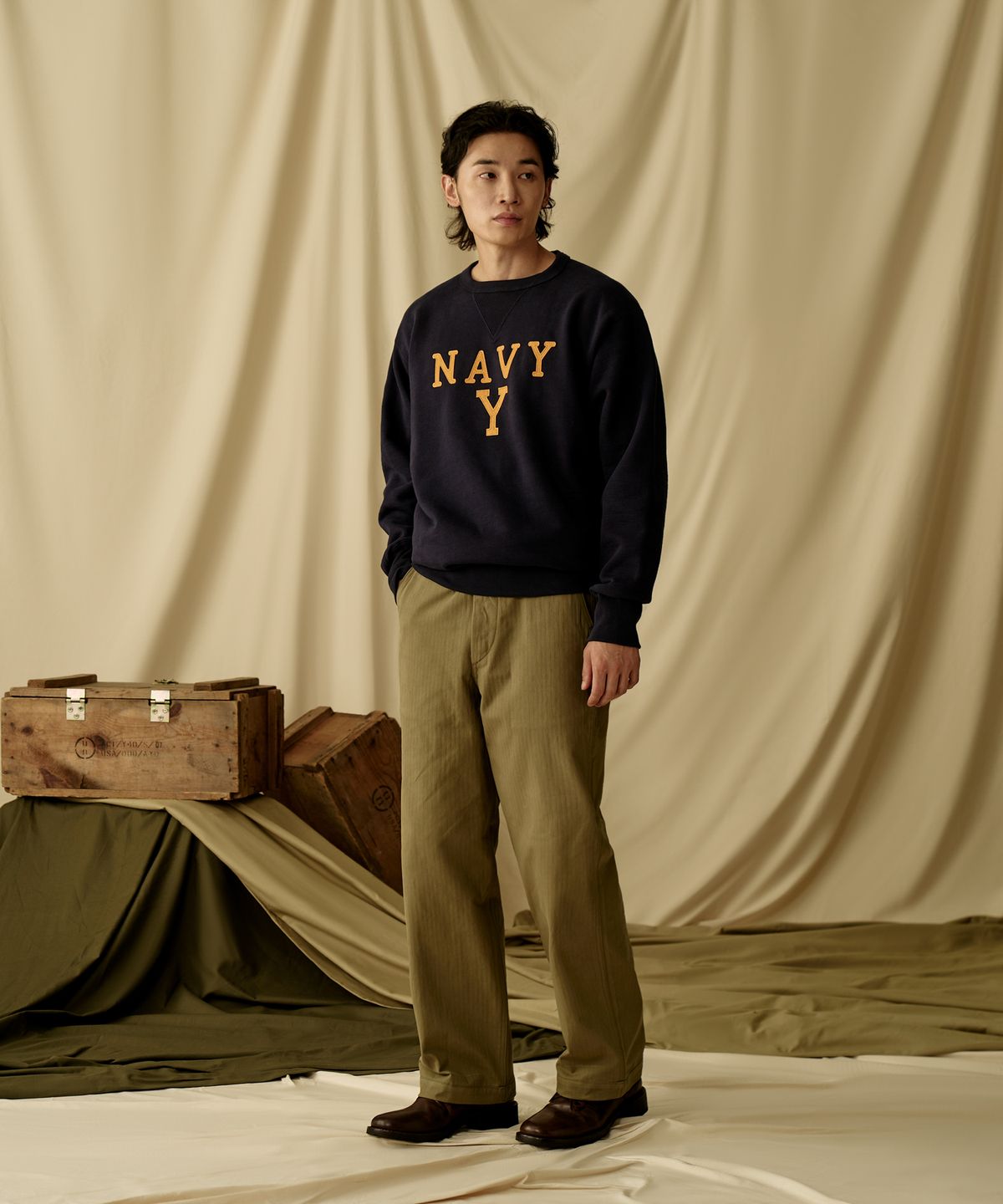 브론슨(BRONSON) Navy Yard Instructor Reverse Weave Sweatshirt Navy