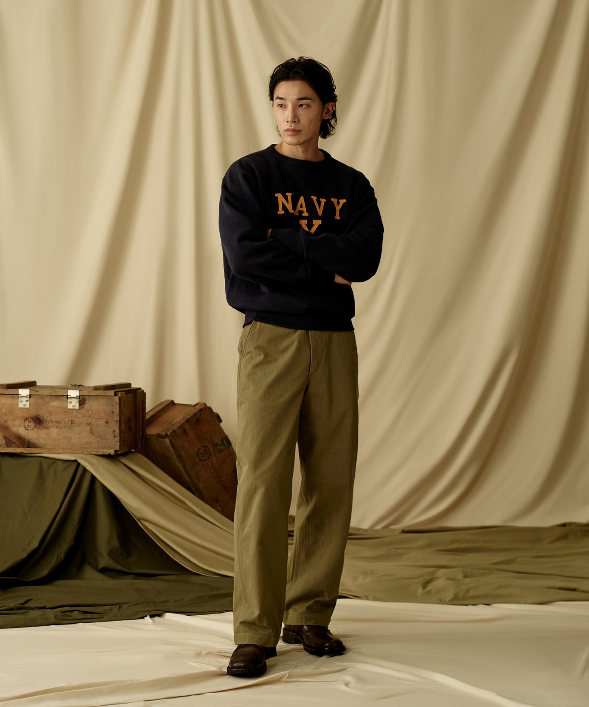 브론슨(BRONSON) Navy Yard Instructor Reverse Weave Sweatshirt Navy